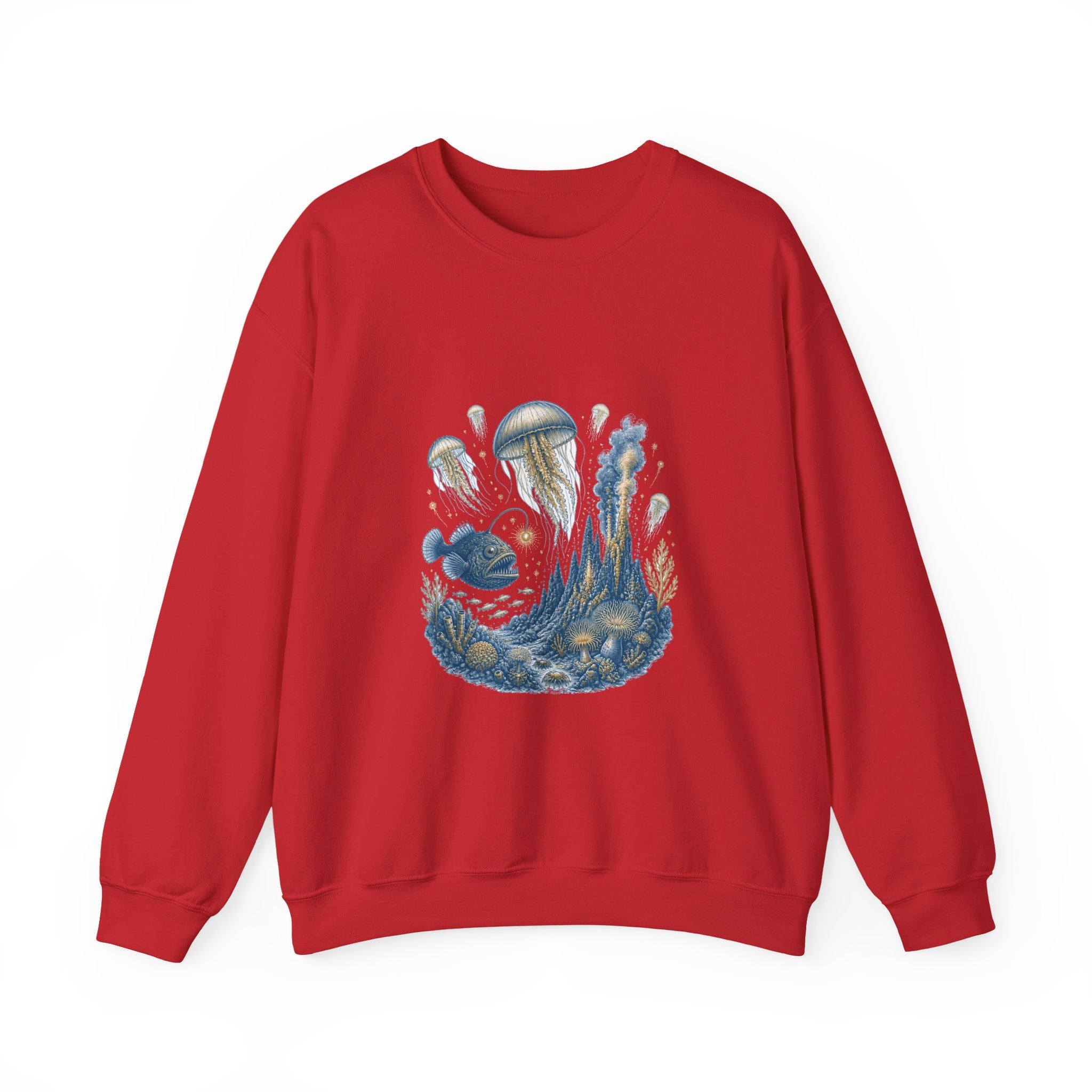 Matching Couple Sweatshirt - Coral Reef & Deep Sea Matching Couple Crewneck Sweatshirt Vintage Art His Hers Wedding Gift - Design B