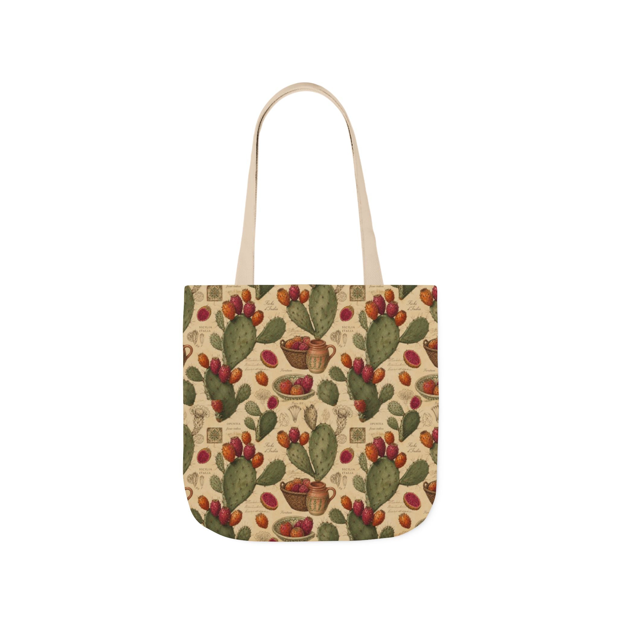 Prickly Pear Cactus Fruit Canvas Tote Bag Mediterranean Kitchen Botanical Design Italian Cottagecore Gift