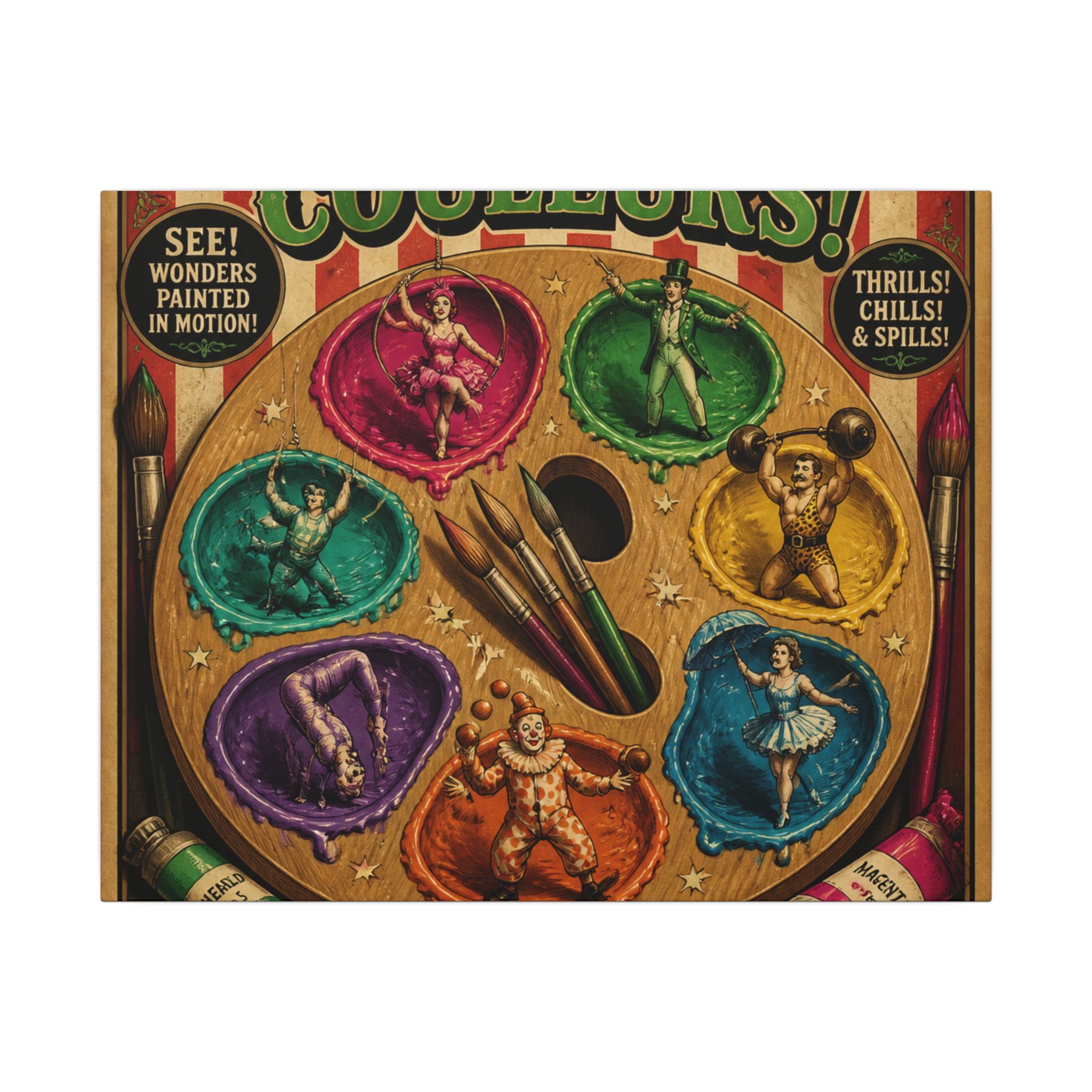 Paint Palette Stage Wall Art Canvas 24×36 Vintage Circus Bedroom Decor Maximalist Print