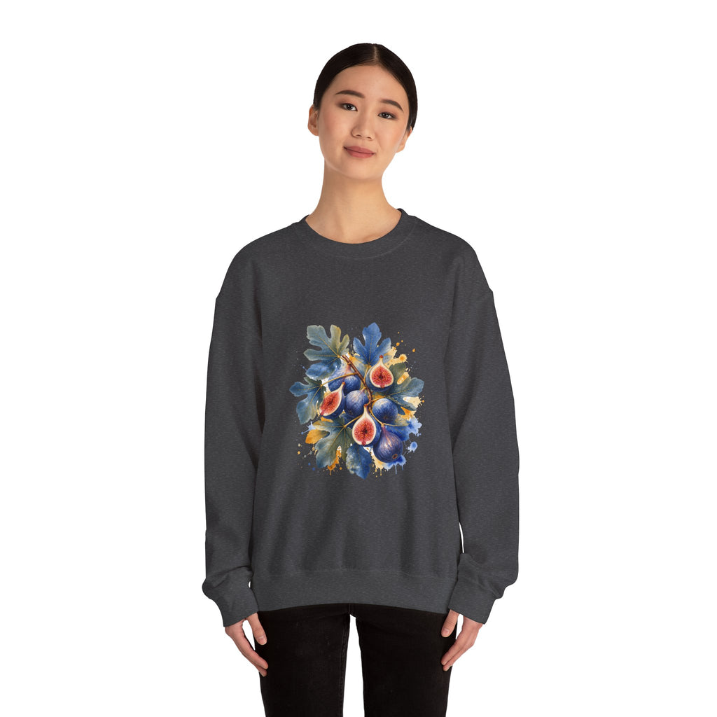 Matching Couple Sweatshirt - Olive Branch & Fig Matching Couple Premium Fleece Sweatshirt Watercolor Art His Hers Birthday Gift - Design B