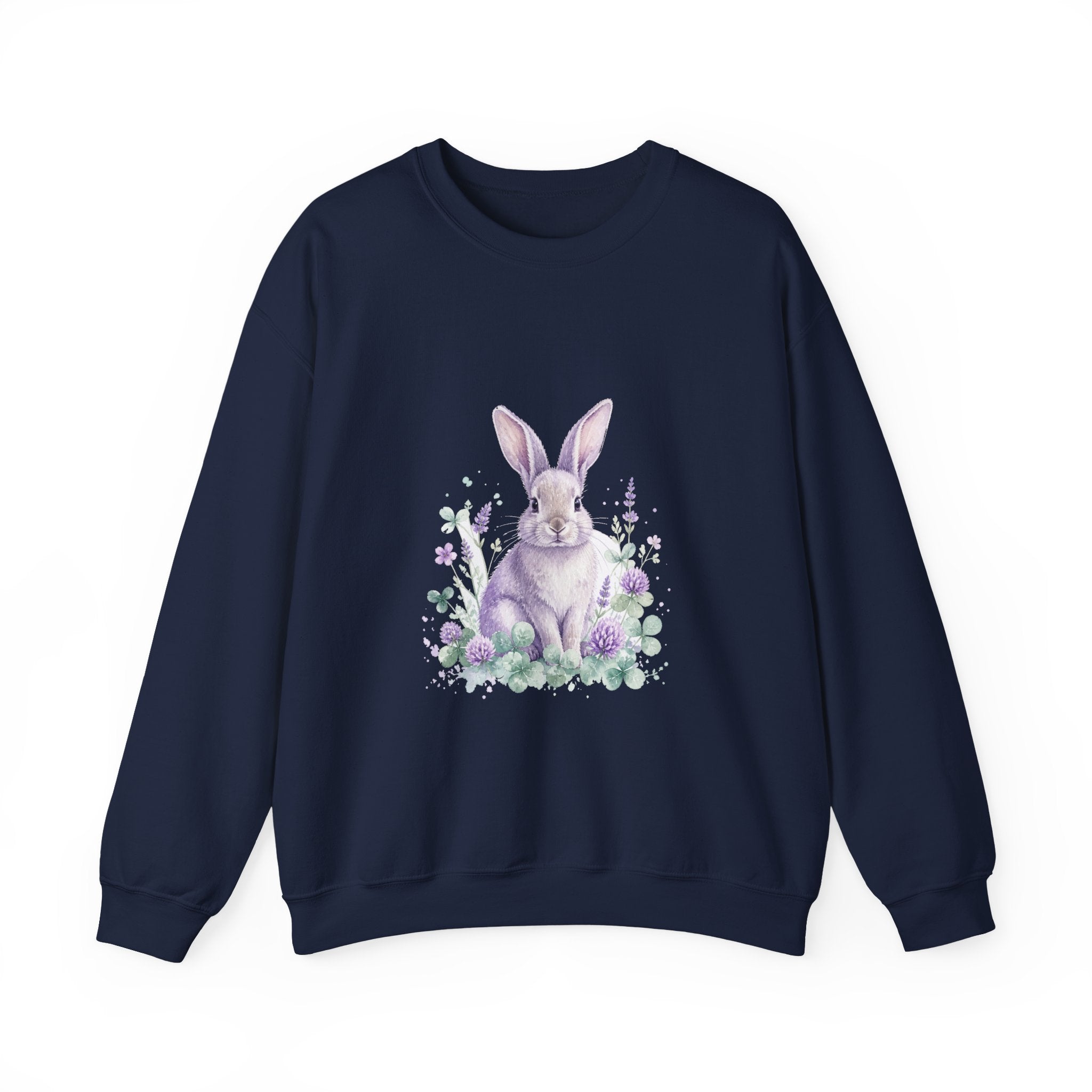 Matching Couple Sweatshirt - Fox & Rabbit Matching Couple Crewneck Sweatshirt Watercolor Art His Hers Engagement Gift - Design B