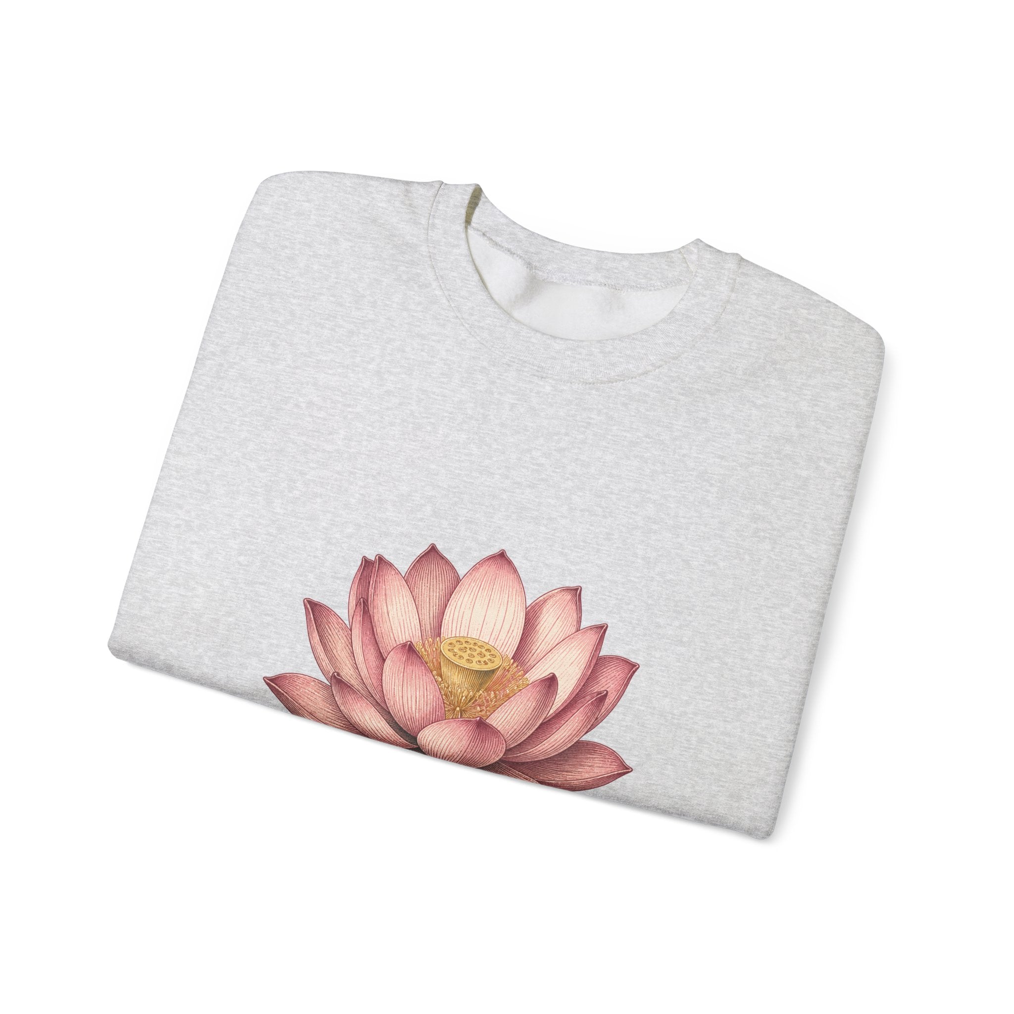 Matching Couple Sweatshirt - Open & Closed Lotus Matching Couple Crewneck Sweatshirt Vintage Art His Hers Wedding Gift - Design A