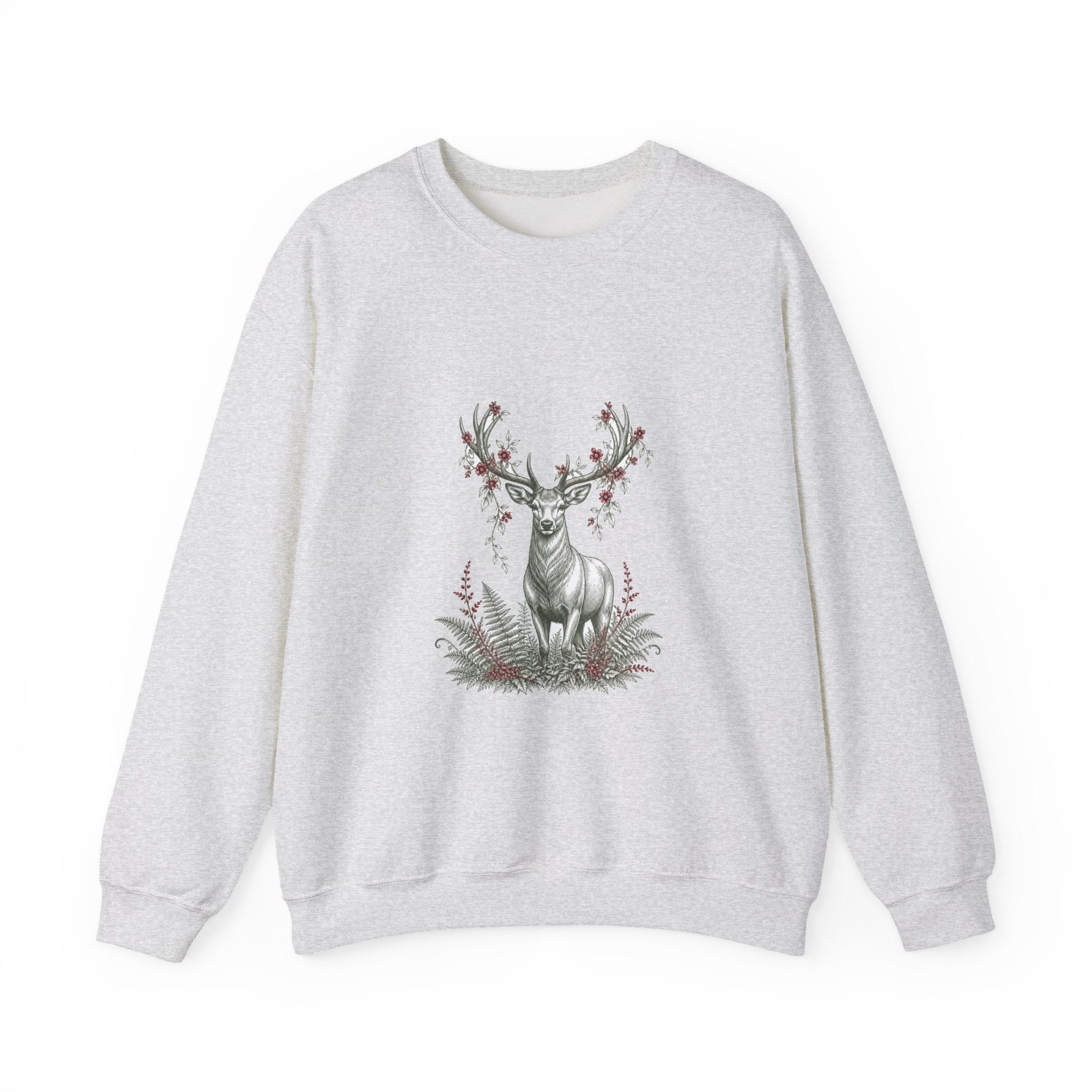 Matching Couple Sweatshirt - Bear & Deer Matching Couple Premium Fleece Sweatshirt Hand-Drawn Art His Hers Anniversary Gift - Design B
