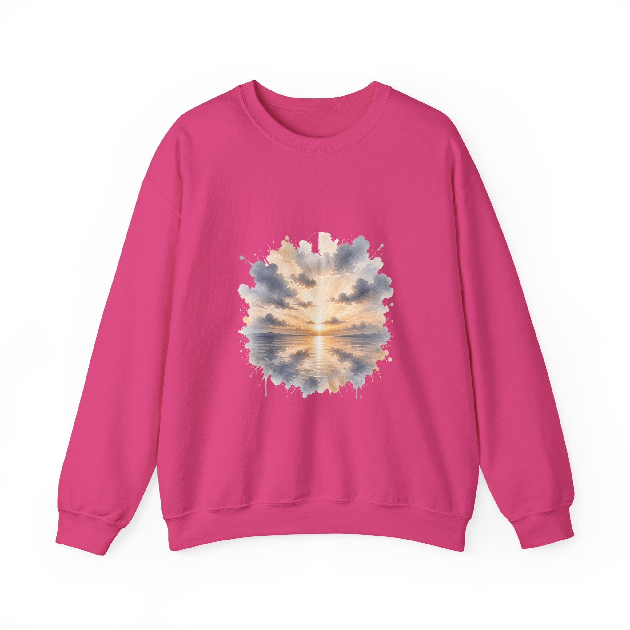 Matching Couple Sweatshirt - Sunrise & Sunset Matching Couple Premium Fleece Sweatshirt Watercolor Art His Hers Birthday Gift - Design A