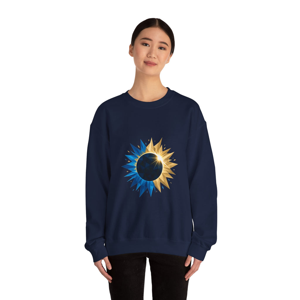 Matching Couple Sweatshirt - Solar & Lunar Eclipse Matching Couple Crewneck Sweatshirt Geometric Art His Hers Couple Gift - Design A