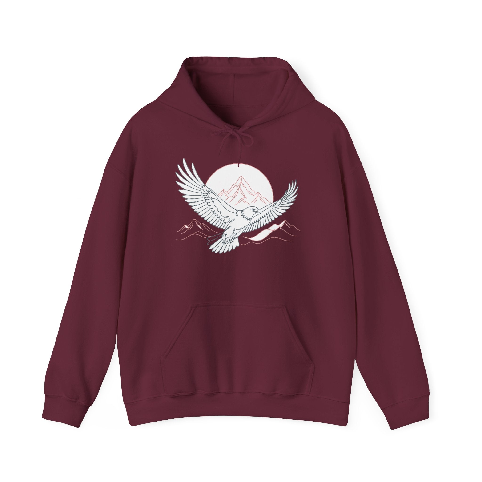 Matching Couple Sweatshirt - Eagle & Whale Matching Couple Hooded Sweatshirt Minimalist Art His Hers Valentine Gift - Design A