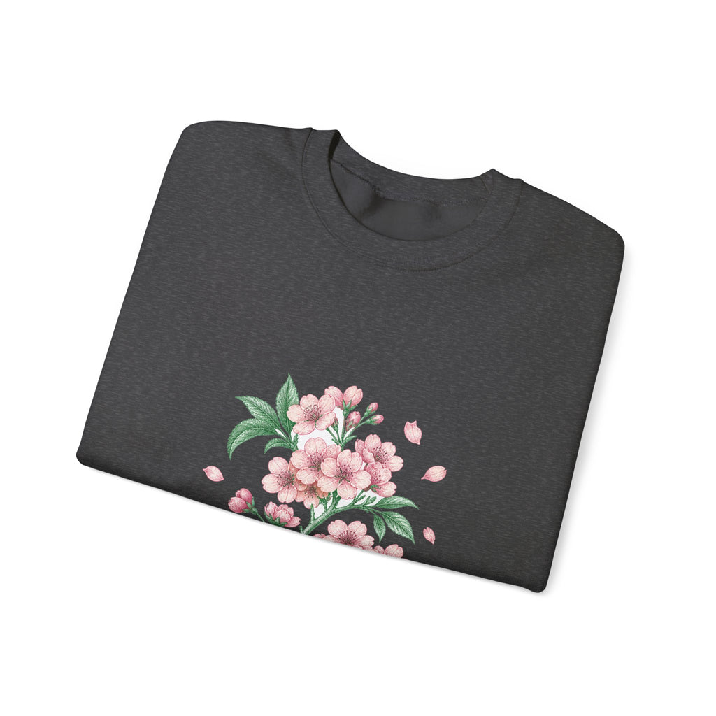 Matching Couple Sweatshirt - Cherry Blossom & Maple Leaf Matching Couple Premium Fleece Sweatshirt Vintage Art His Hers Honeymoon Gift - Design A