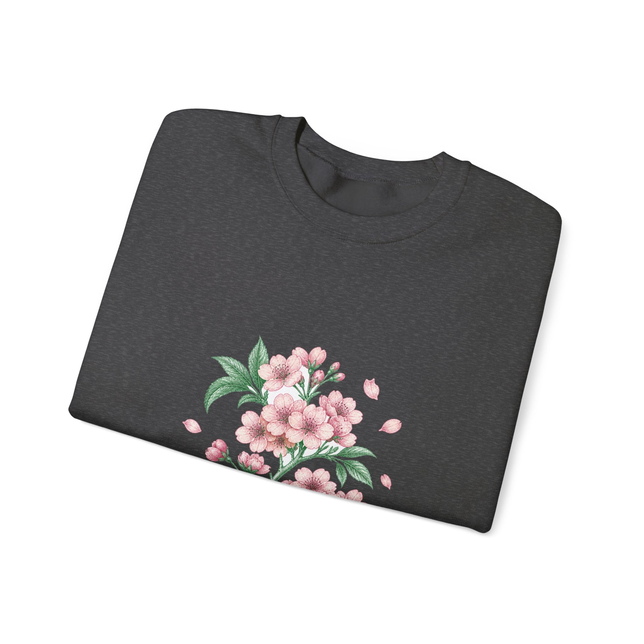 Matching Couple Sweatshirt - Cherry Blossom & Maple Leaf Matching Couple Premium Fleece Sweatshirt Vintage Art His Hers Honeymoon Gift - Design A