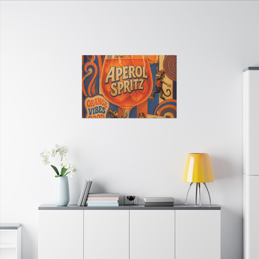 Aperol Spritz Monkeys Wall Art Canvas 24×36 Psychedelic Dining Room Decor Maximalist Print