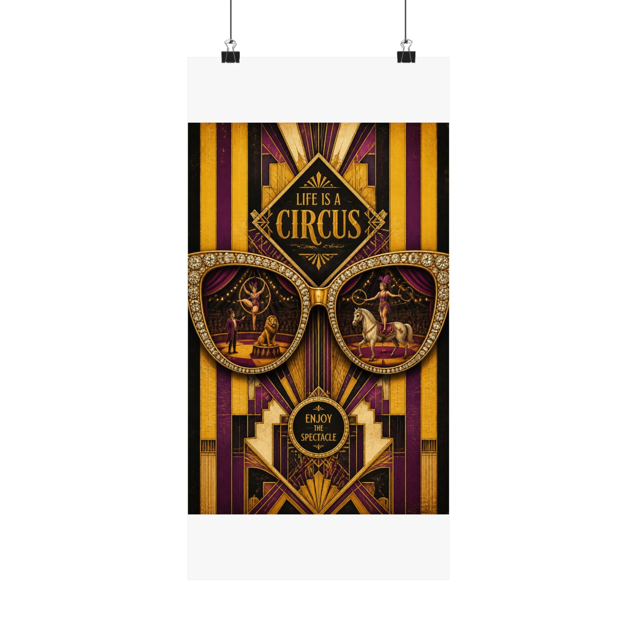 Sunglasses Circus Ring Wall Art Poster 18×24 Art Deco Entryway Decor Maximalist Print