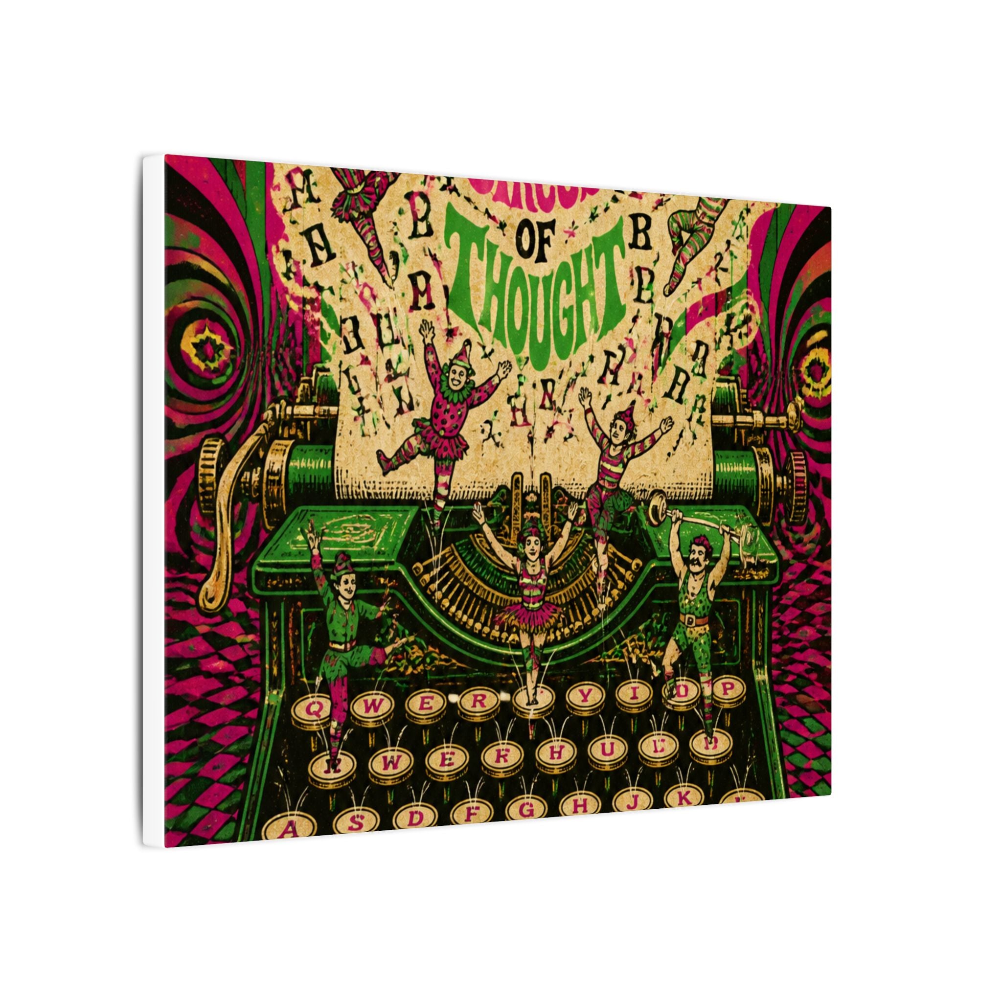Typewriter Flying Letters Wall Art Canvas 24×36 Psychedelic Dining Room Decor Maximalist Print