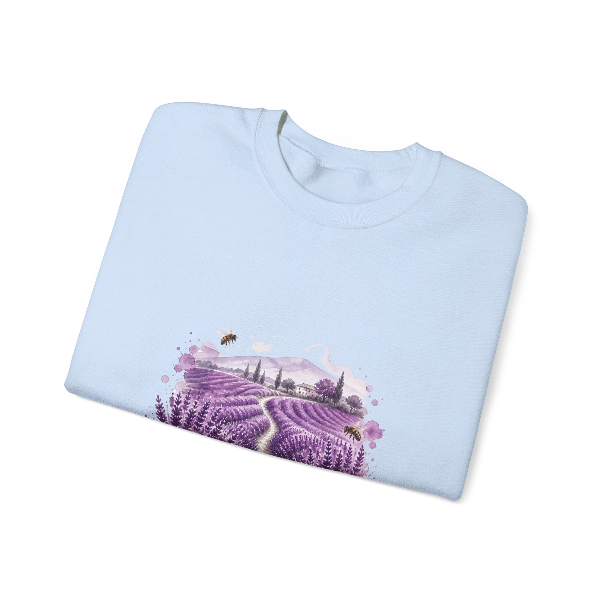 Matching Couple Sweatshirt - Lavender Fields & Canyon Matching Couple Crewneck Sweatshirt Watercolor Art His Hers Engagement Gift - Design A