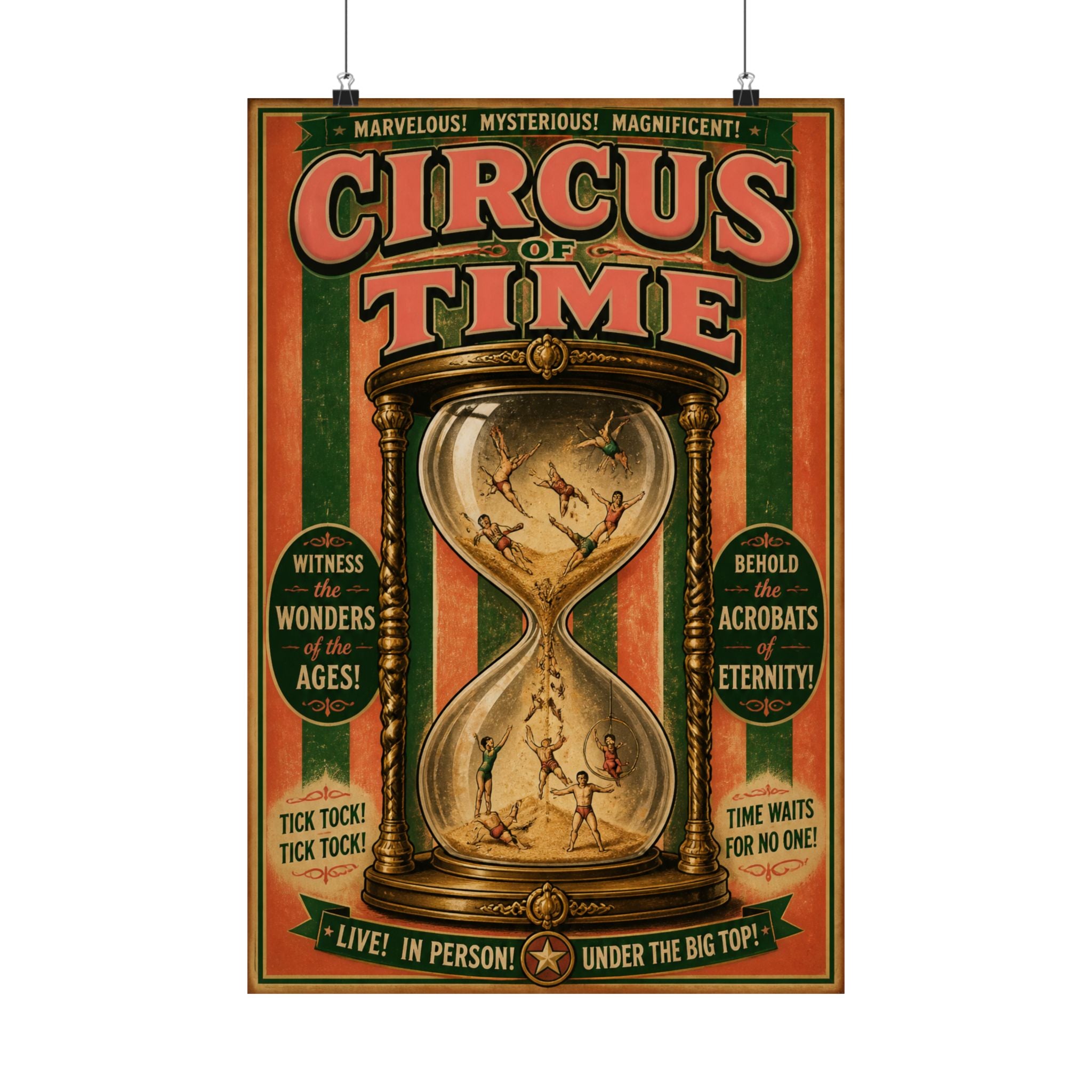 Hourglass Acrobats Wall Art Poster 24×36 Vintage Circus Bedroom Decor Maximalist Print