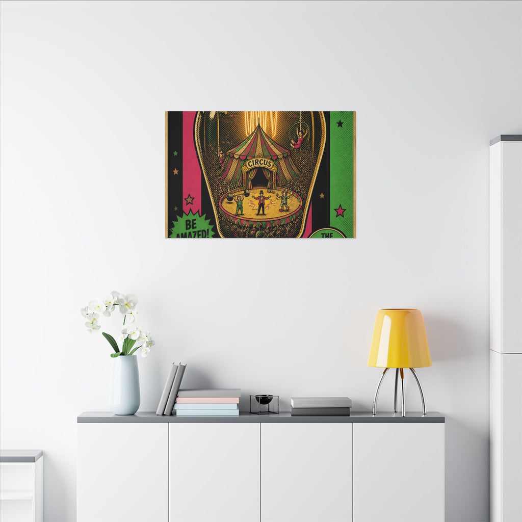 Light Bulb Circus Wall Art Canvas 24×36 Pop Art Restaurant Decor Maximalist Print