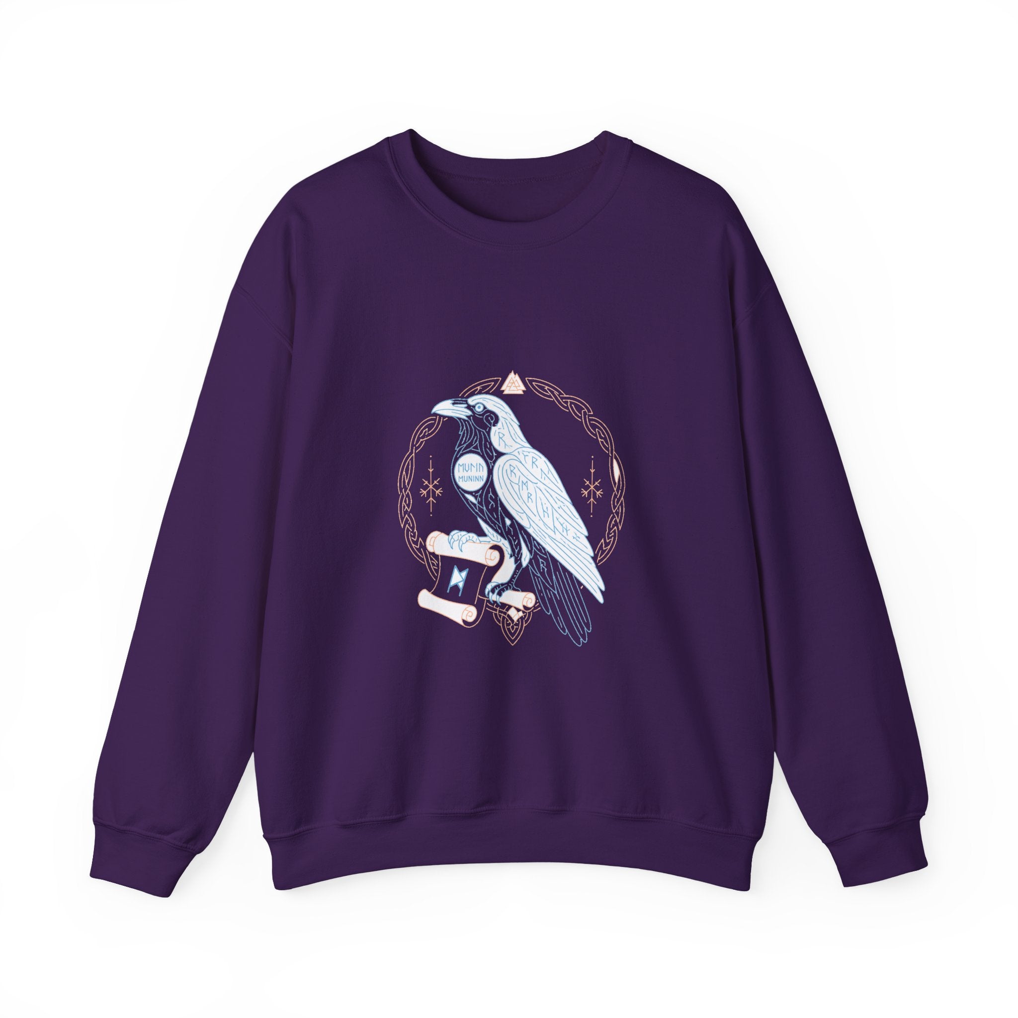 Matching Couple Sweatshirt - Huginn & Muninn Matching Couple Crewneck Sweatshirt Minimalist Art His Hers Valentine Gift - Design B