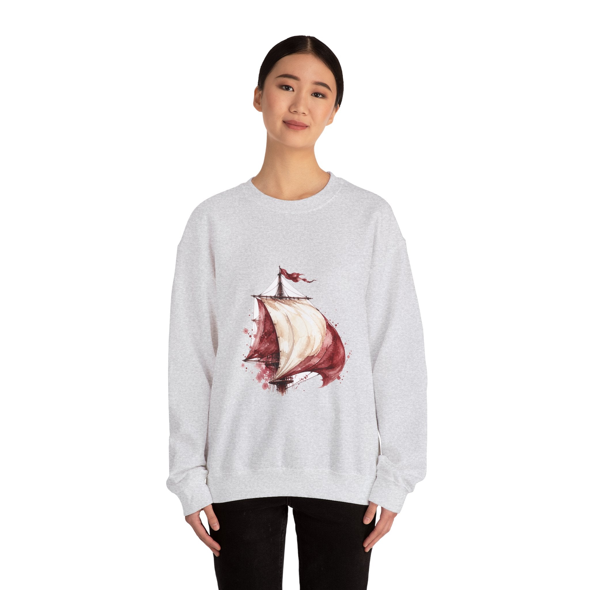 Matching Couple Sweatshirt - Anchor & Sail Matching Couple Comfort Colors Crew Watercolor Art His Hers Birthday Gift - Design B