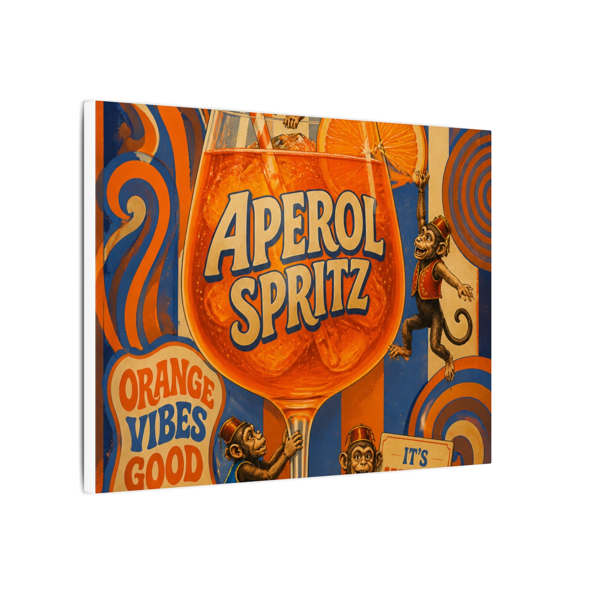 Aperol Spritz Monkeys Wall Art Canvas 24×36 Psychedelic Dining Room Decor Maximalist Print