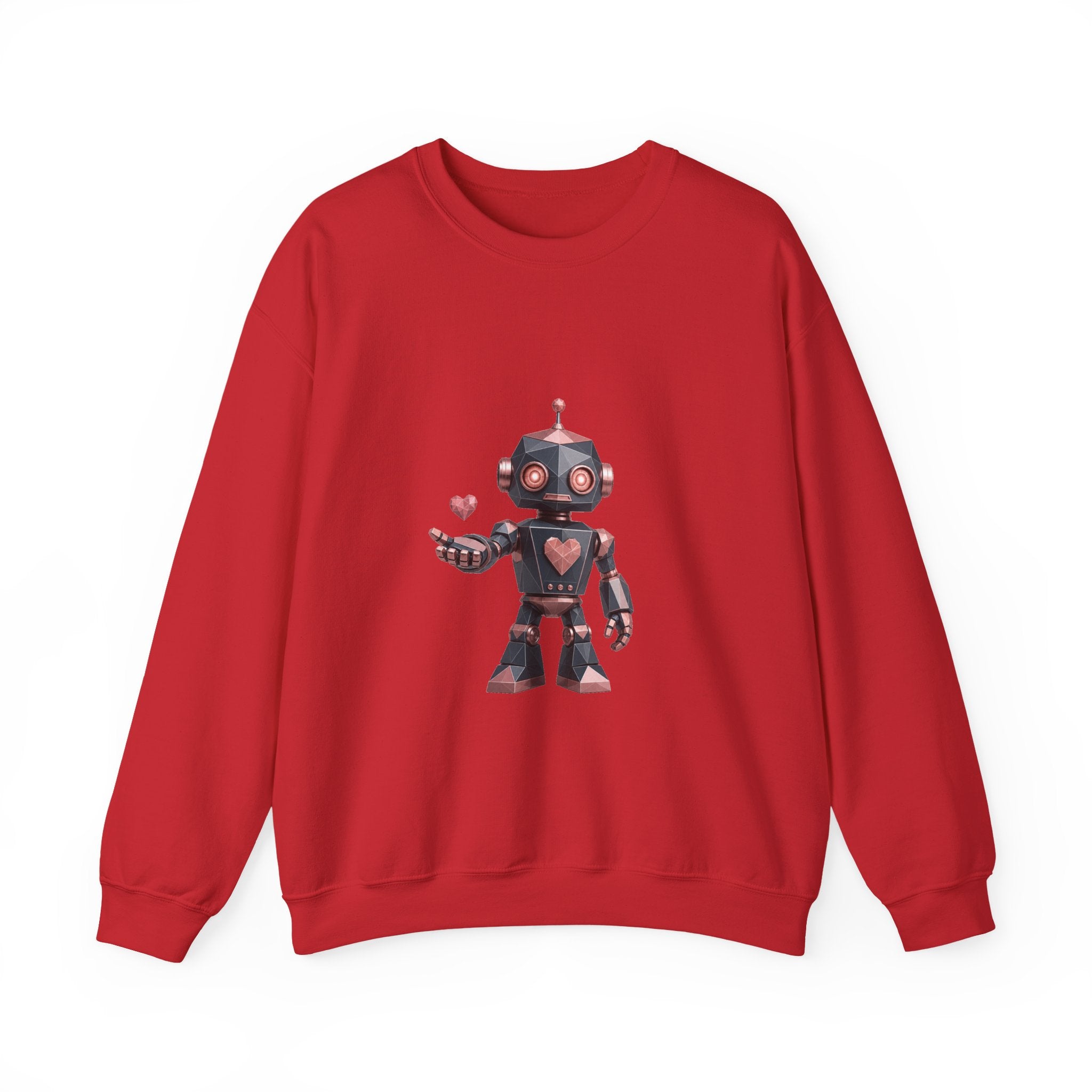 Matching Couple Sweatshirt - Robot & Heart Matching Couple Premium Fleece Sweatshirt Geometric Art His Hers Love Gift - Design A