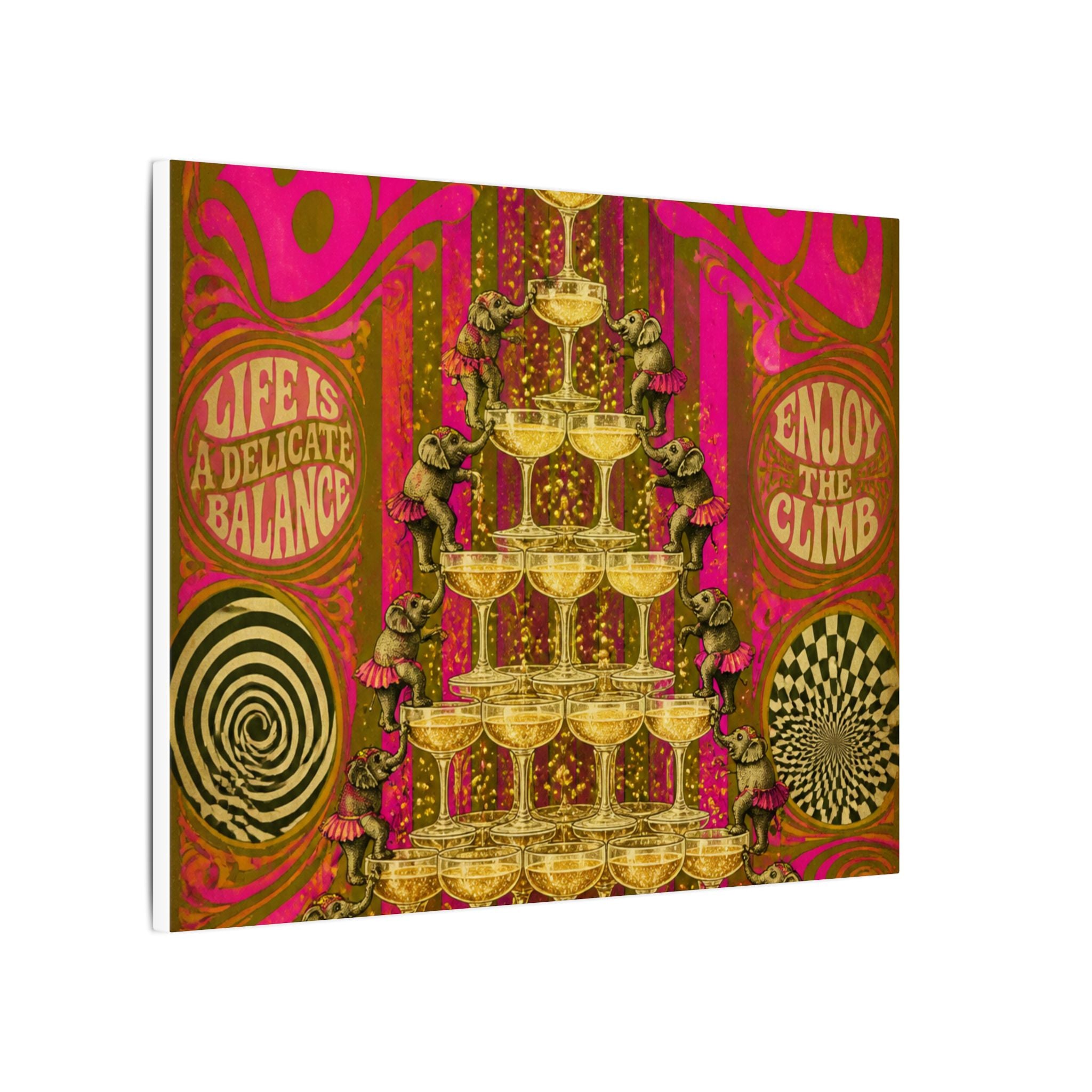 Champagne Tower Elephants Wall Art Canvas 16×20 Psychedelic Cafe Decor Maximalist Print