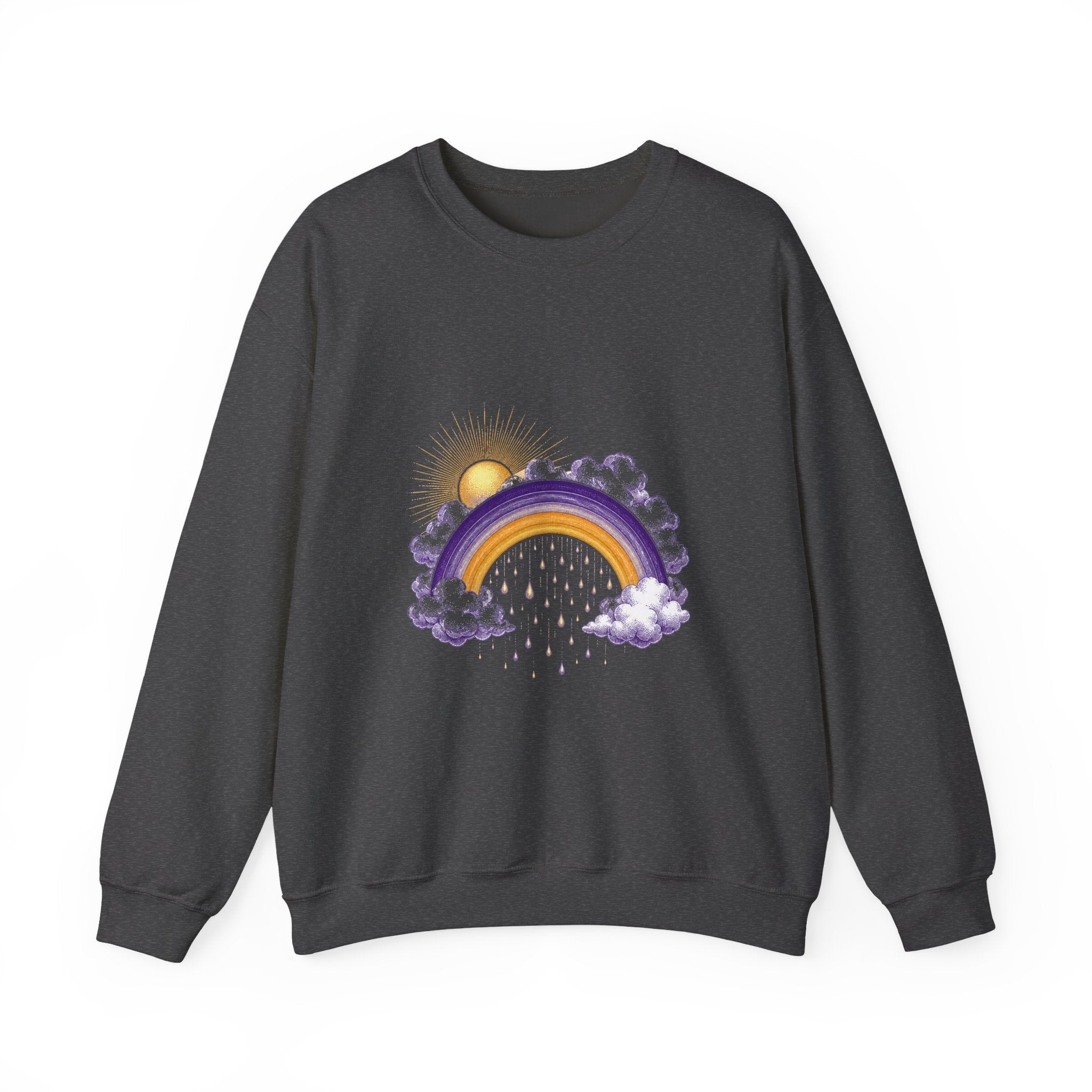 Matching Couple Sweatshirt - Storm & Rainbow Matching Couple Premium Fleece Sweatshirt Vintage Art His Hers Honeymoon Gift - Design B