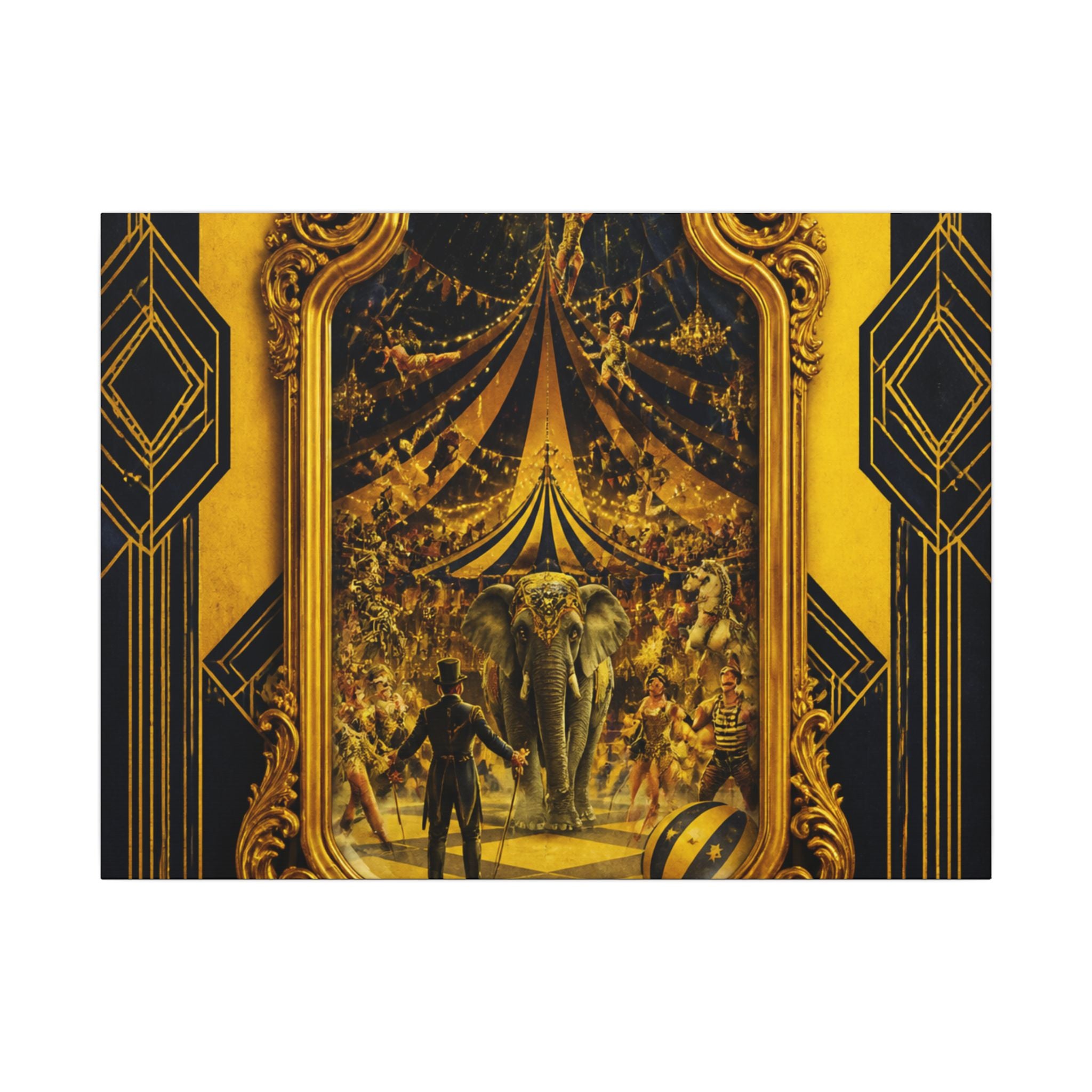 Vintage Mirror Circus Wall Art Canvas 16×20 Art Deco Entryway Decor Maximalist Print