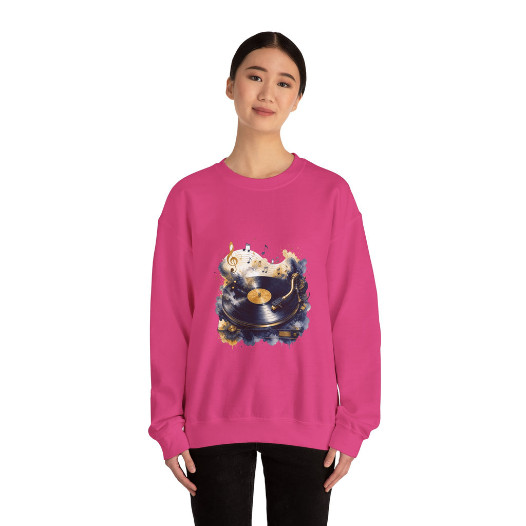 Matching Couple Sweatshirt - Vinyl & Cassette Matching Couple Crewneck Sweatshirt Watercolor Art His Hers Engagement Gift - Design A
