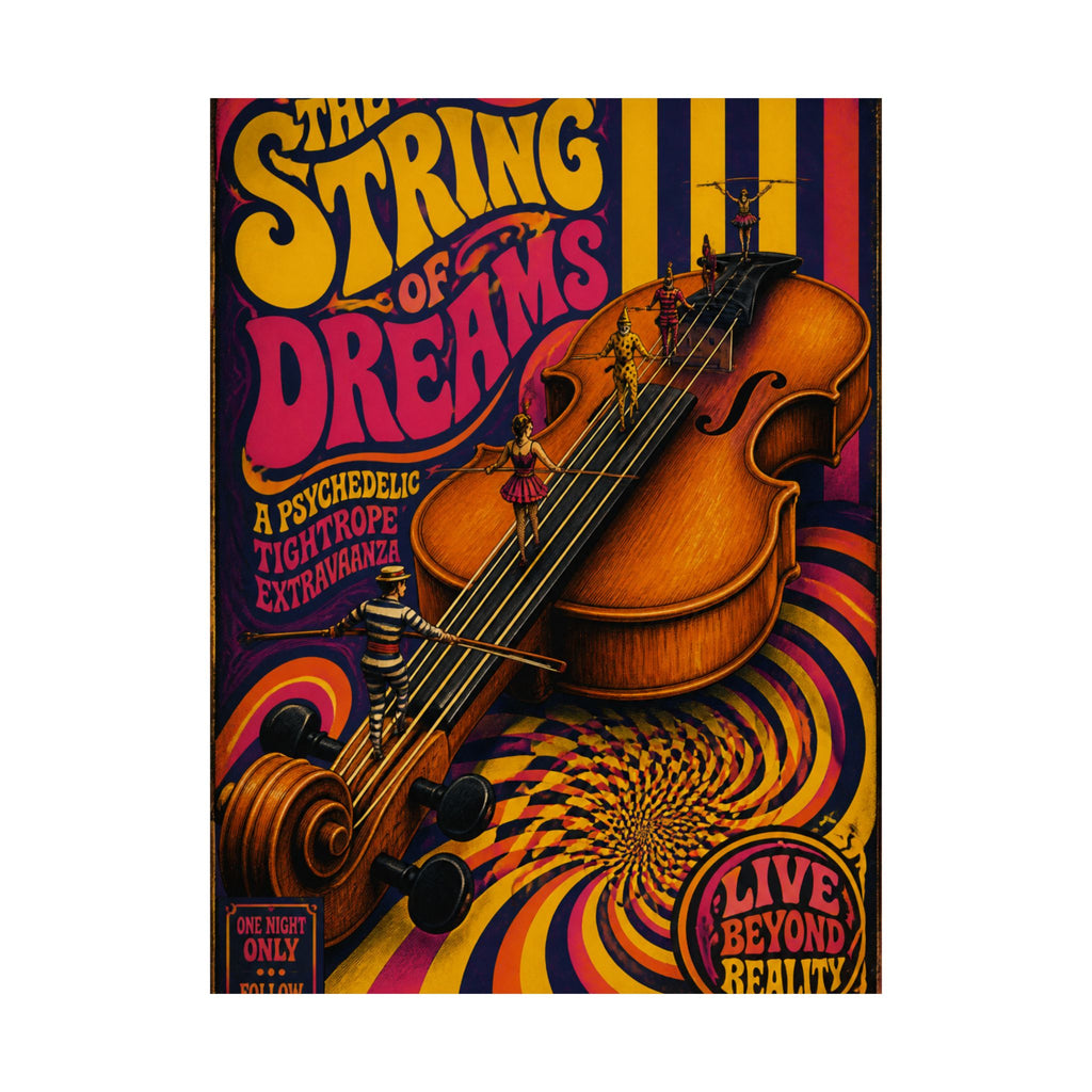 Violin Tightrope Bridge Wall Art Poster 18×24 Psychedelic Cafe Decor Maximalist Print