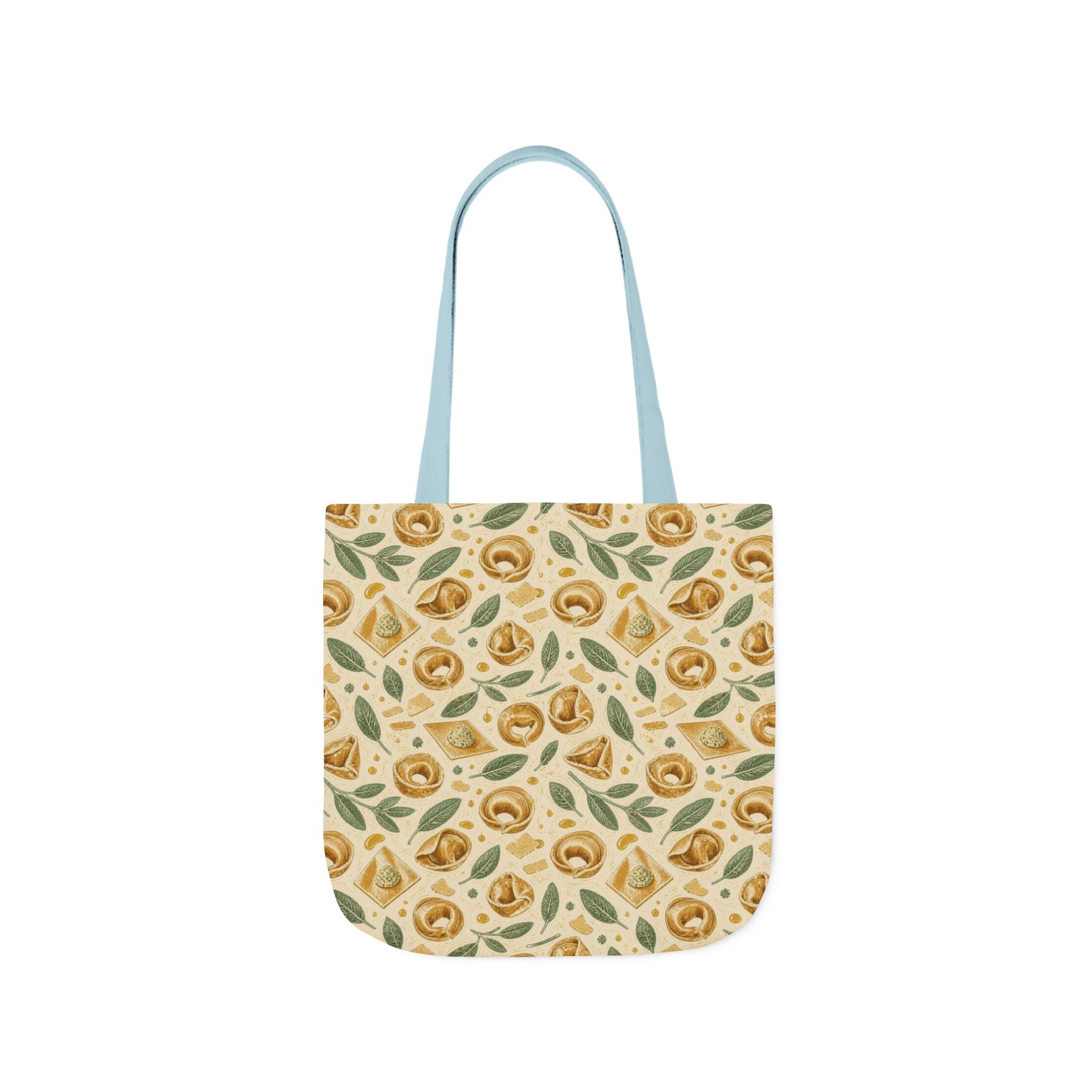 Tortellini with Sage Canvas Tote Bag Mediterranean Kitchen Linocut Design Italian Cottagecore Gift