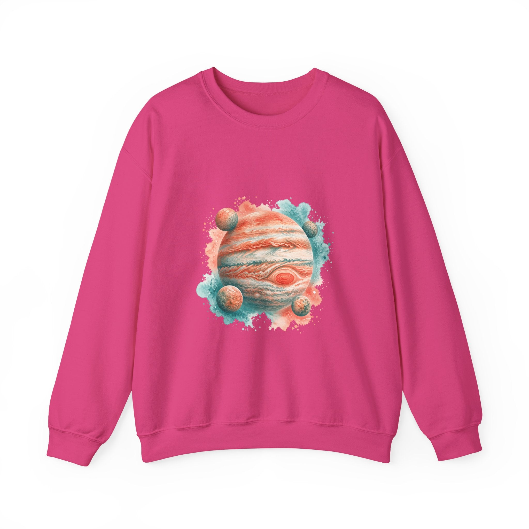 Matching Couple Sweatshirt - Saturn & Jupiter Matching Couple Premium Fleece Sweatshirt Watercolor Art His Hers Birthday Gift - Design B