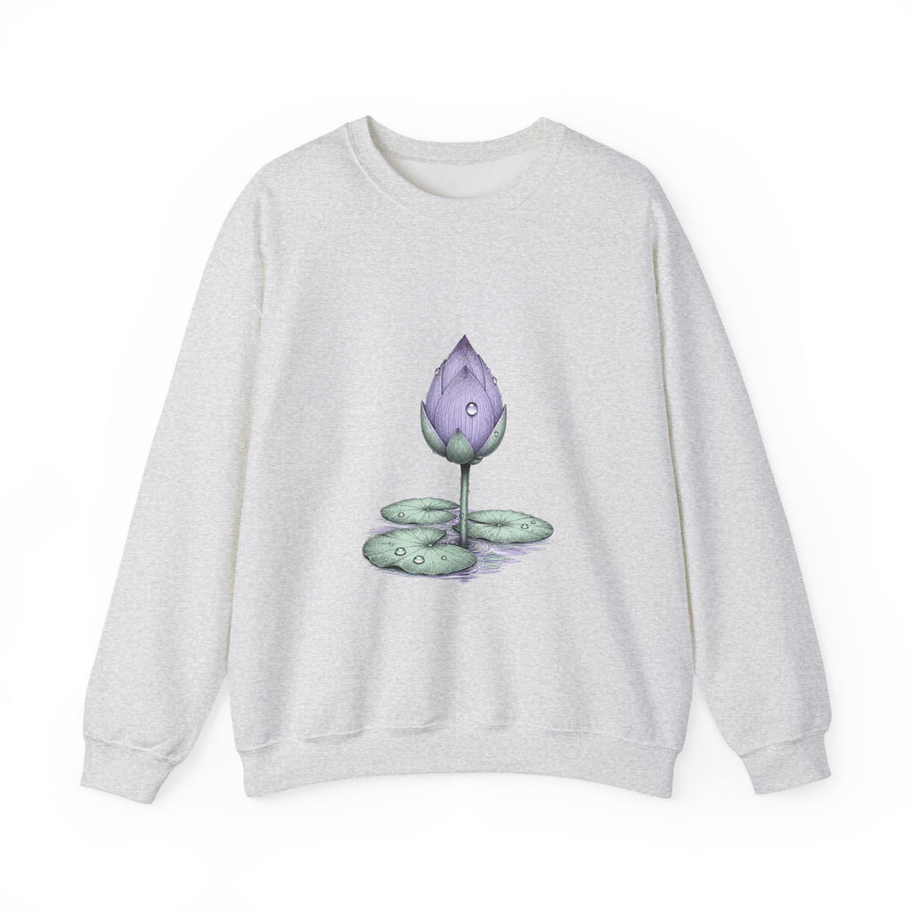Matching Couple Sweatshirt - Open & Closed Lotus Matching Couple Crewneck Sweatshirt Hand-Drawn Art His Hers Best Friend Gift - Design B