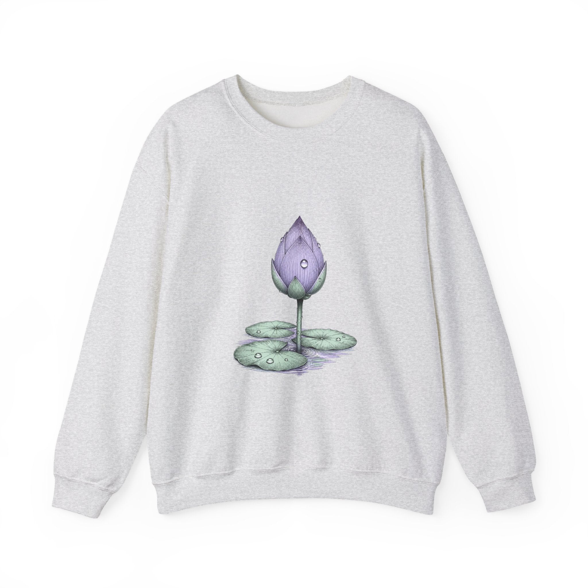 Matching Couple Sweatshirt - Open & Closed Lotus Matching Couple Crewneck Sweatshirt Hand-Drawn Art His Hers Best Friend Gift - Design B