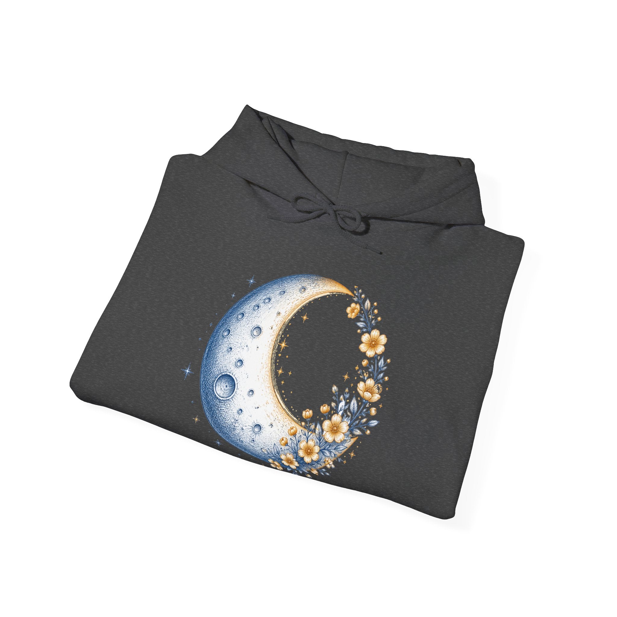 Matching Couple Sweatshirt - Waxing & Waning Moon Matching Couple Hooded Sweatshirt Hand-Drawn Art His Hers Best Friend Gift - Design A