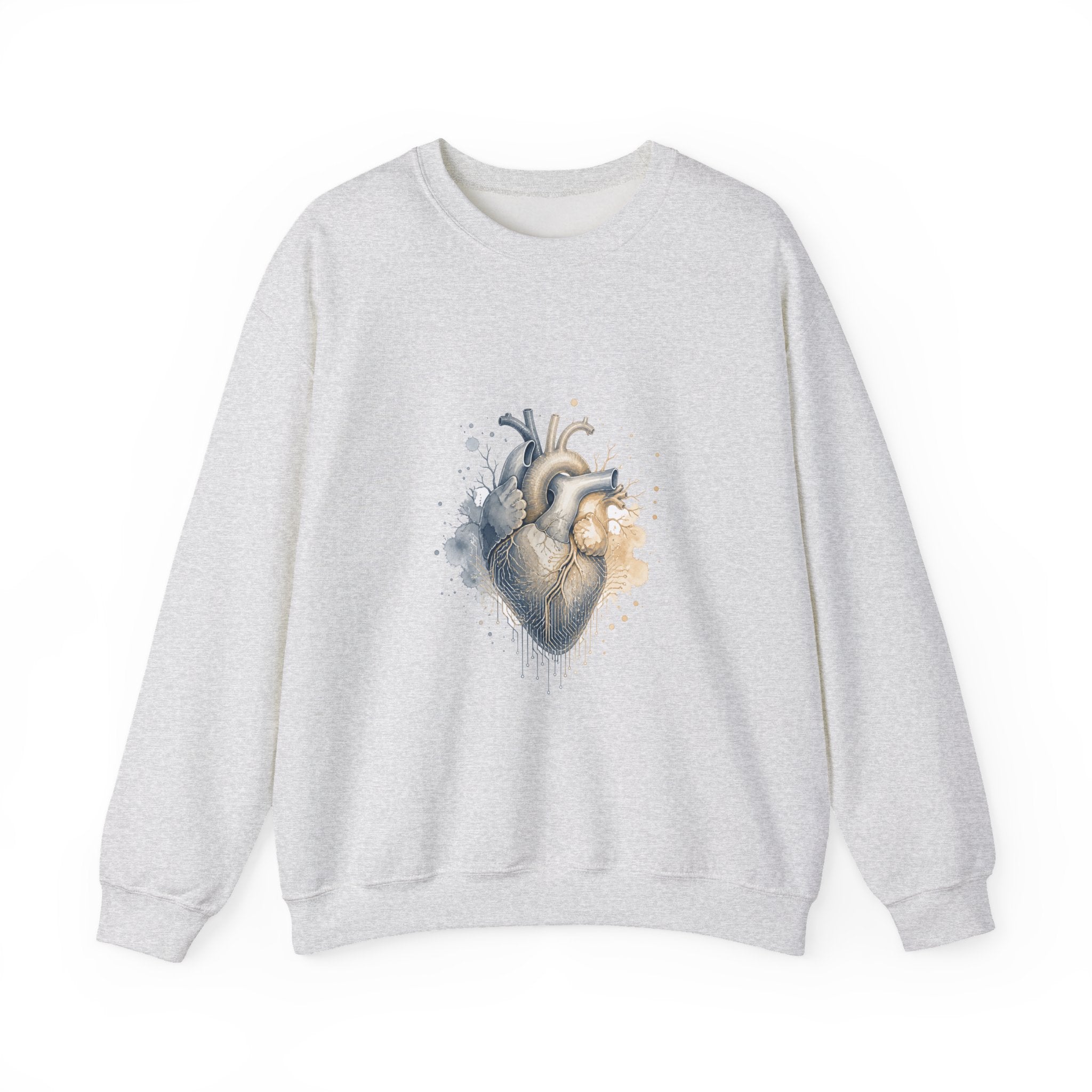 Matching Couple Sweatshirt - Robot & Heart Matching Couple Comfort Colors Crew Watercolor Art His Hers Birthday Gift - Design B