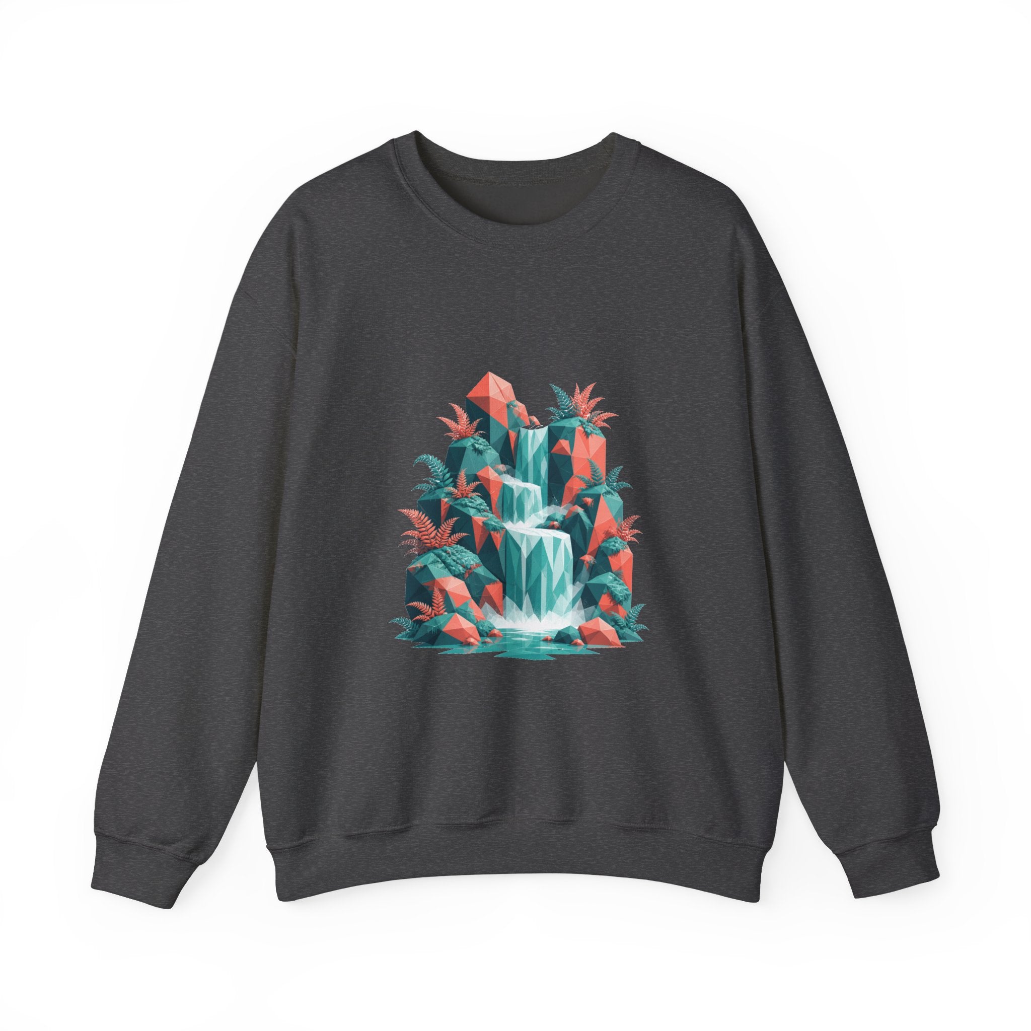 Matching Couple Sweatshirt - Wildfire & Waterfall Matching Couple Premium Fleece Sweatshirt Geometric Art His Hers Love Gift - Design B