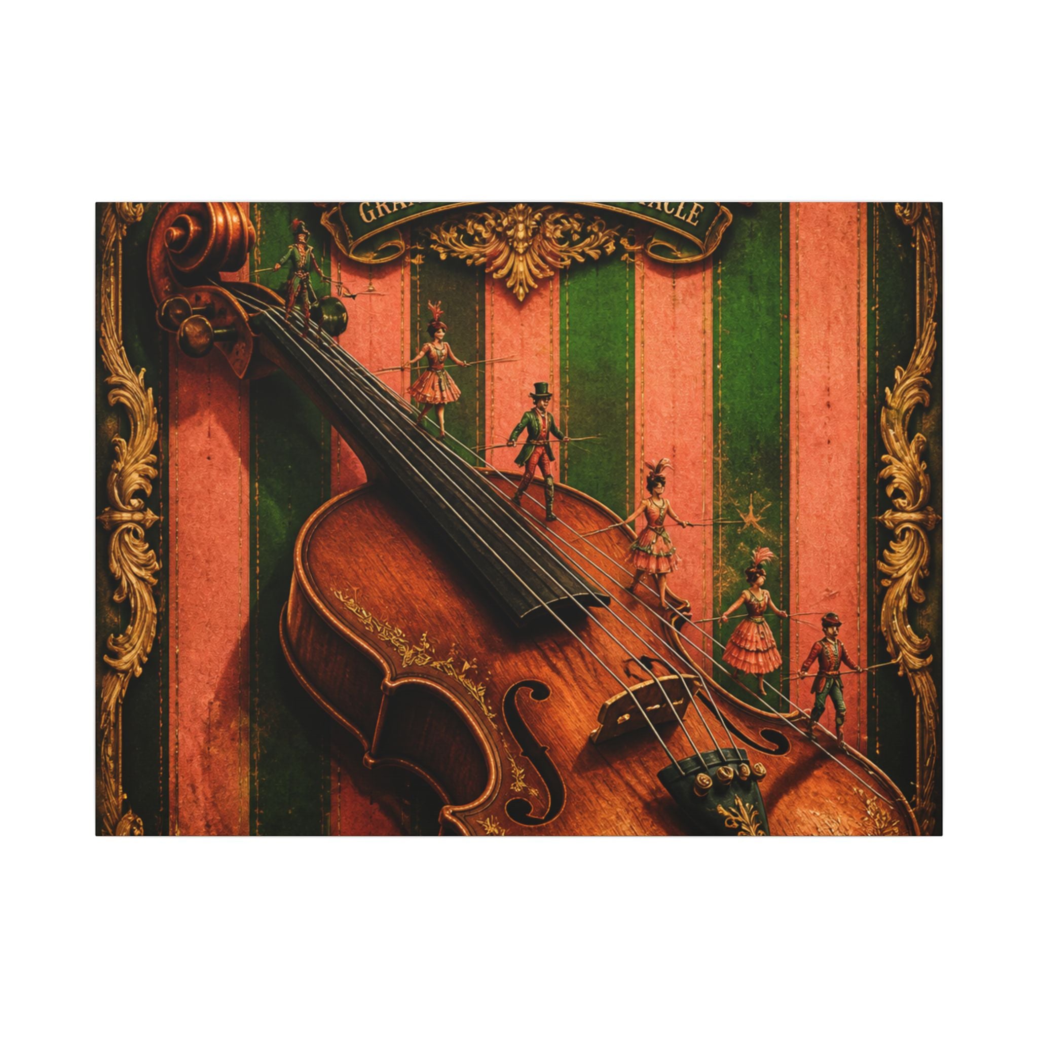 Violin Tightrope Bridge Wall Art Canvas 24×36 Baroque Studio Decor Maximalist Print