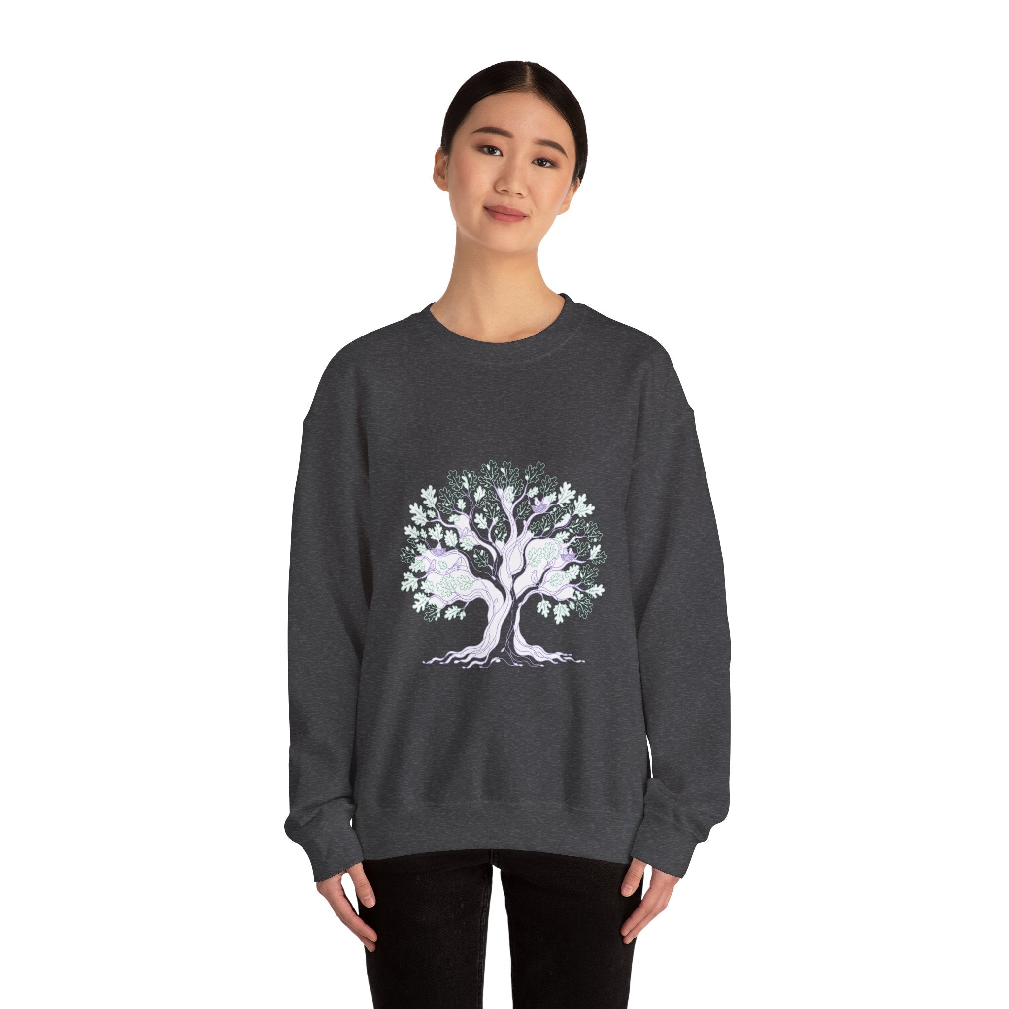 Matching Couple Sweatshirt - Ancient Oak & Deep Roots Matching Couple Comfort Colors Crew Minimalist Art His Hers Christmas Gift - Design A
