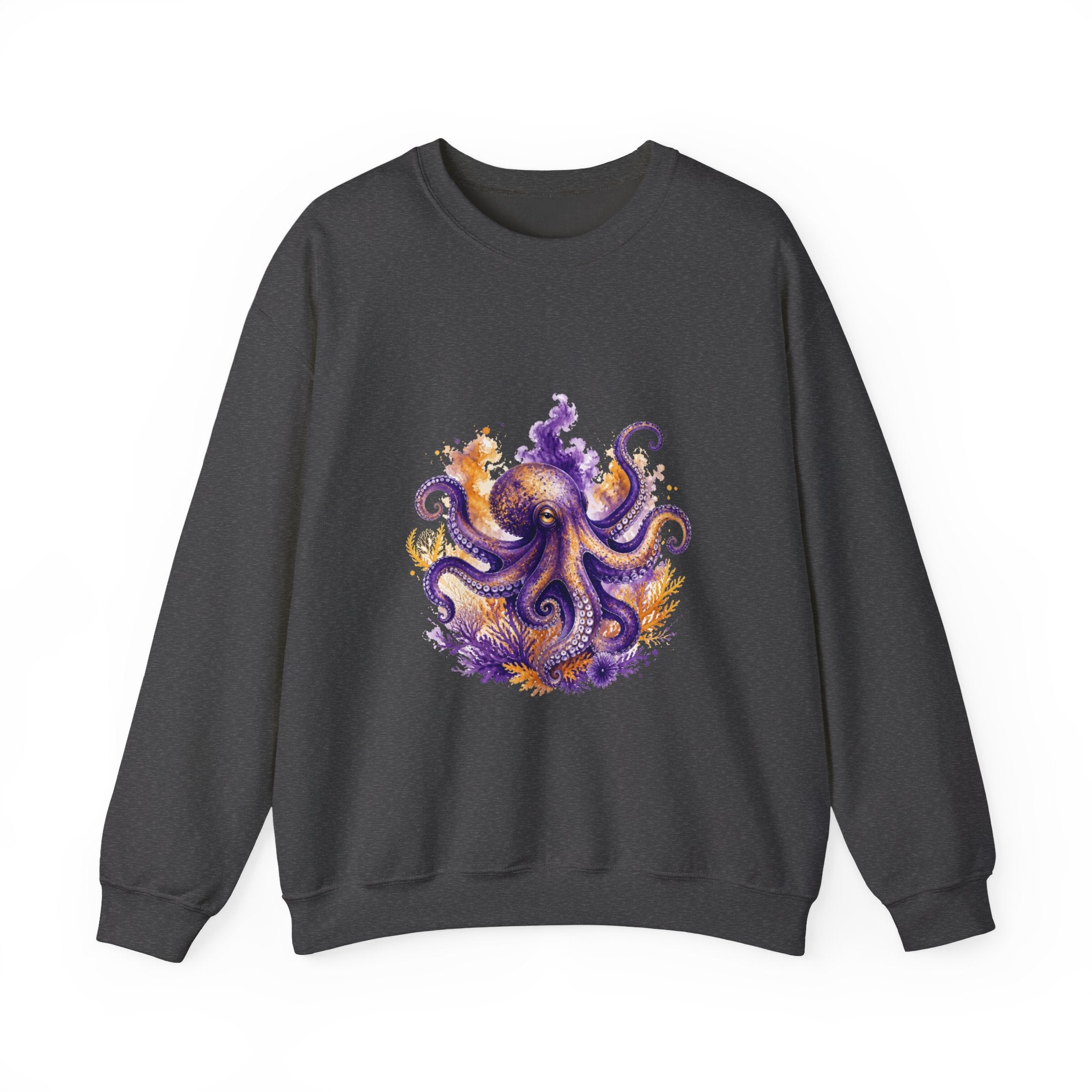 Matching Couple Sweatshirt - Octopus & Jellyfish Matching Couple Comfort Colors Crew Watercolor Art His Hers Birthday Gift - Design A