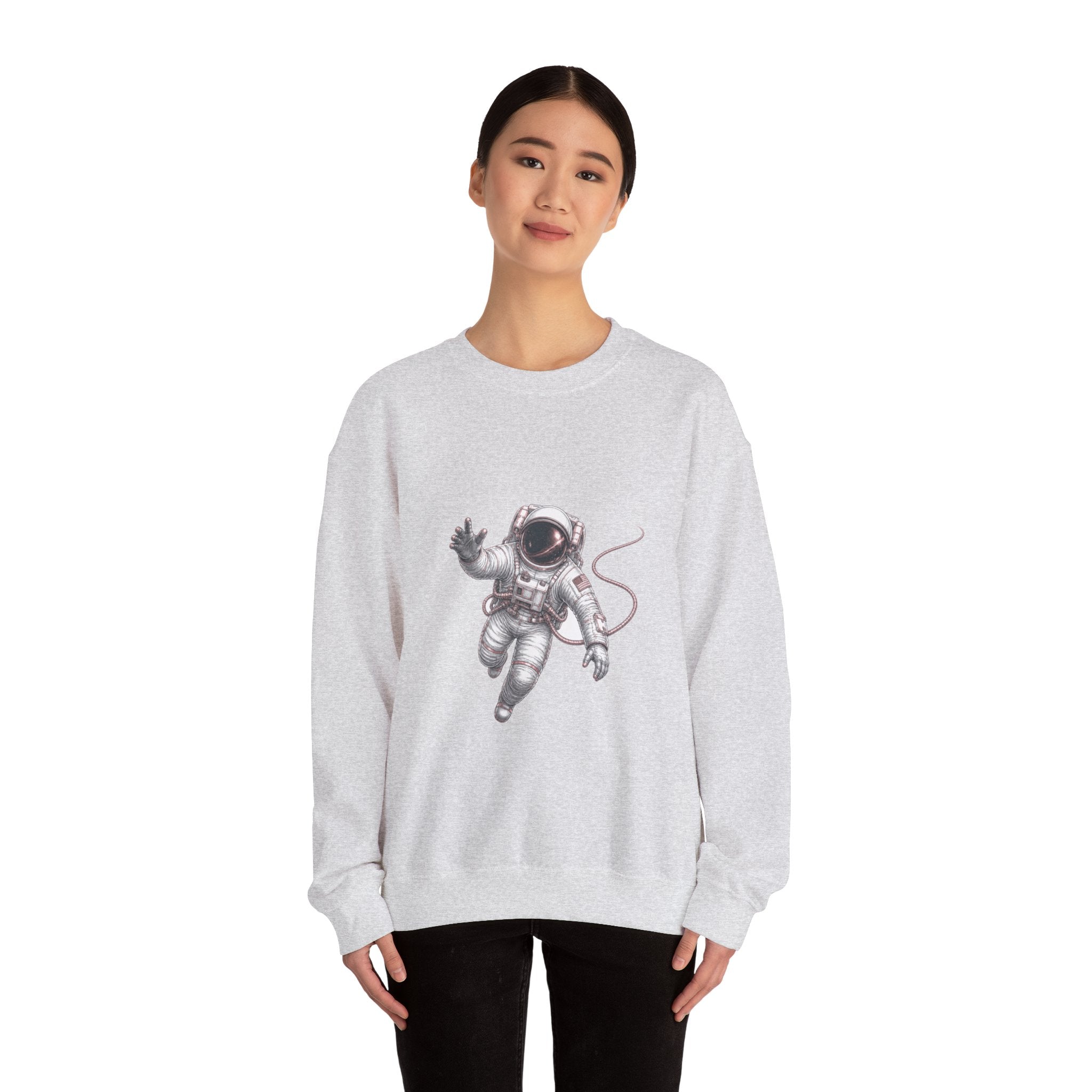 Matching Couple Sweatshirt - Astronaut & Planet Matching Couple Crewneck Sweatshirt Hand-Drawn Art His Hers Best Friend Gift - Design A