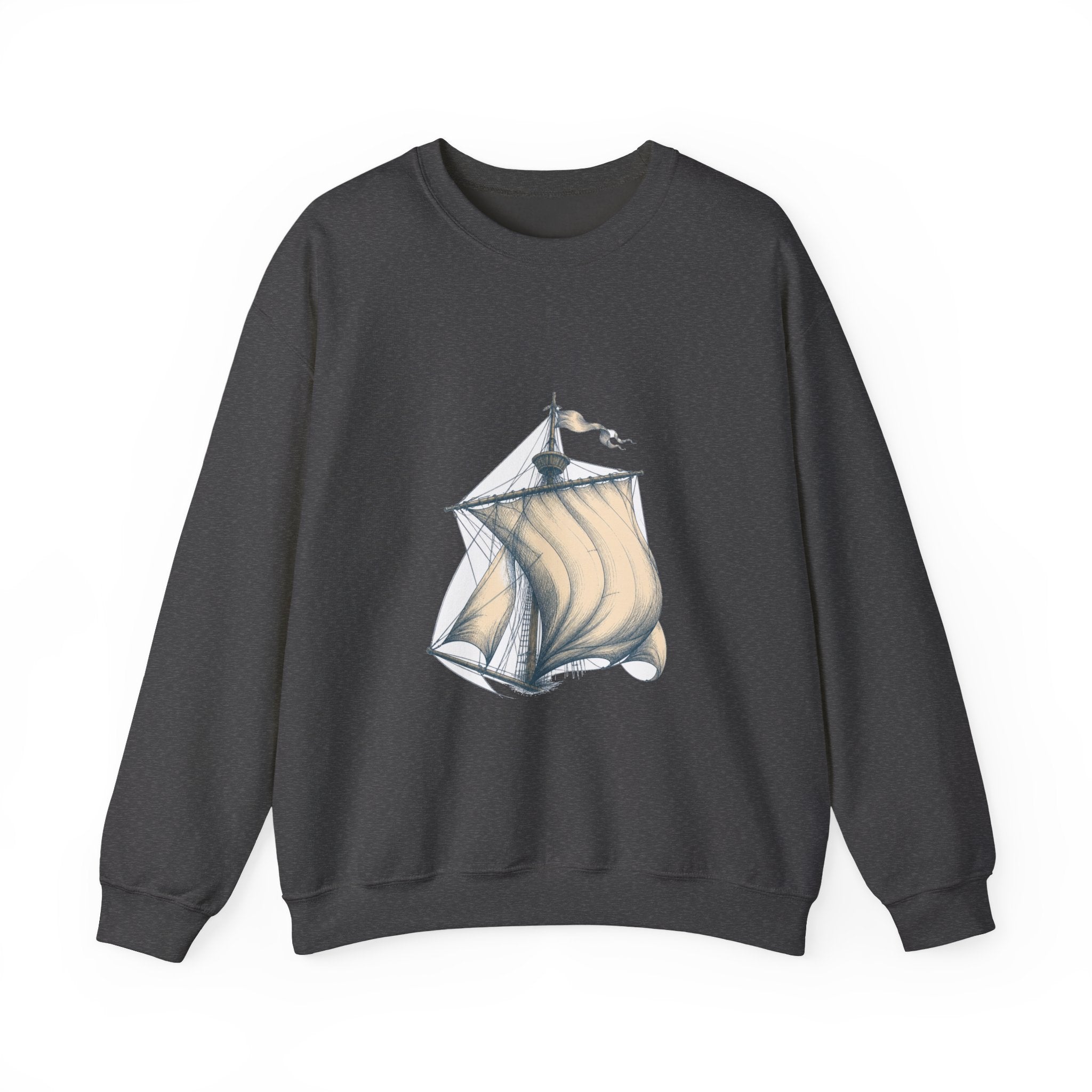 Matching Couple Sweatshirt - Anchor & Sail Matching Couple Comfort Colors Crew Hand-Drawn Art His Hers Anniversary Gift - Design B