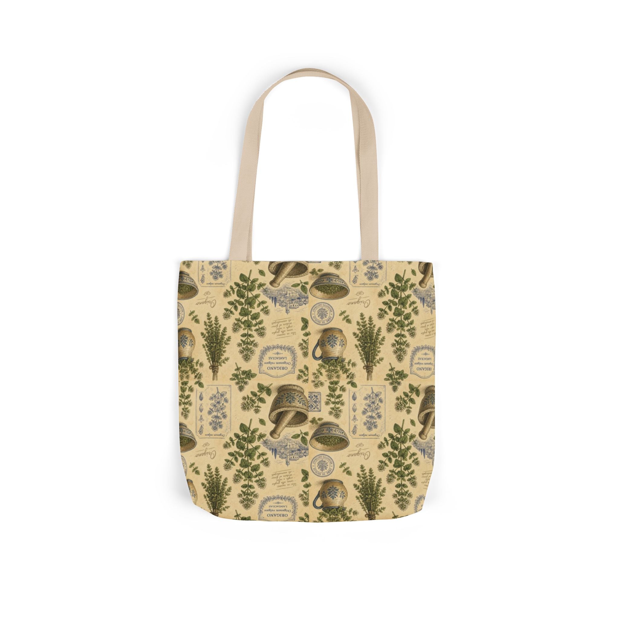 Oregano Sprigs Canvas Tote Bag Mediterranean Kitchen Botanical Design Italian Cottagecore Gift