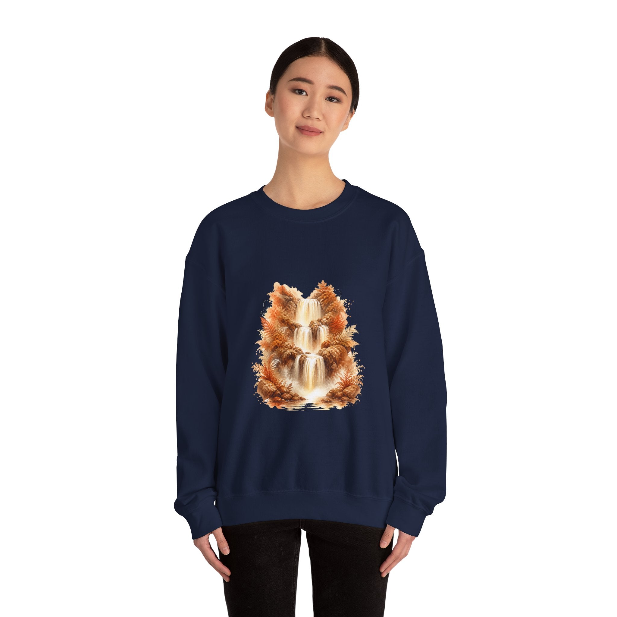 Matching Couple Sweatshirt - Wildfire & Waterfall Matching Couple Comfort Colors Crew Watercolor Art His Hers Birthday Gift - Design B
