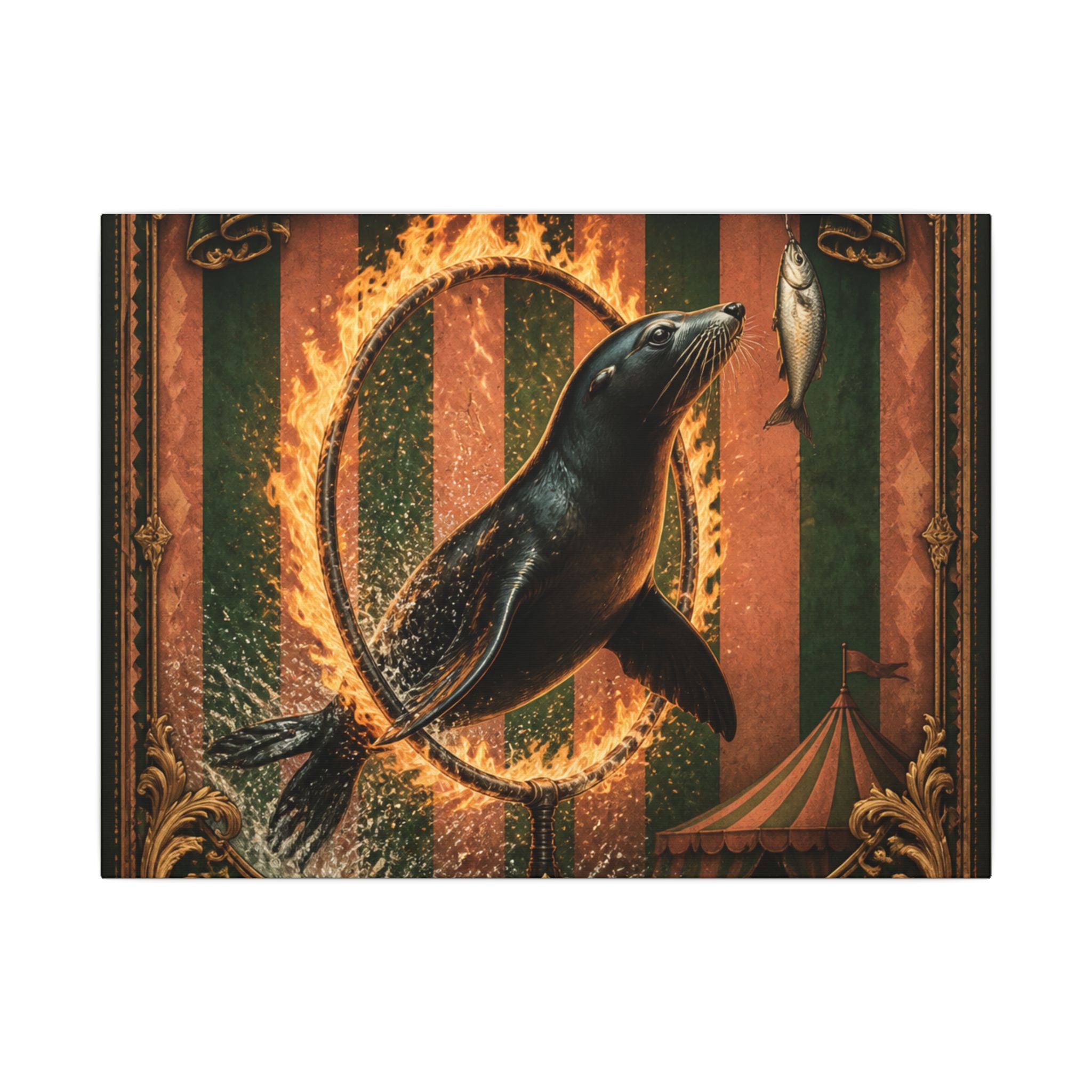Seal Fire Hoop Wall Art Canvas 24×36 Baroque Studio Decor Maximalist Print