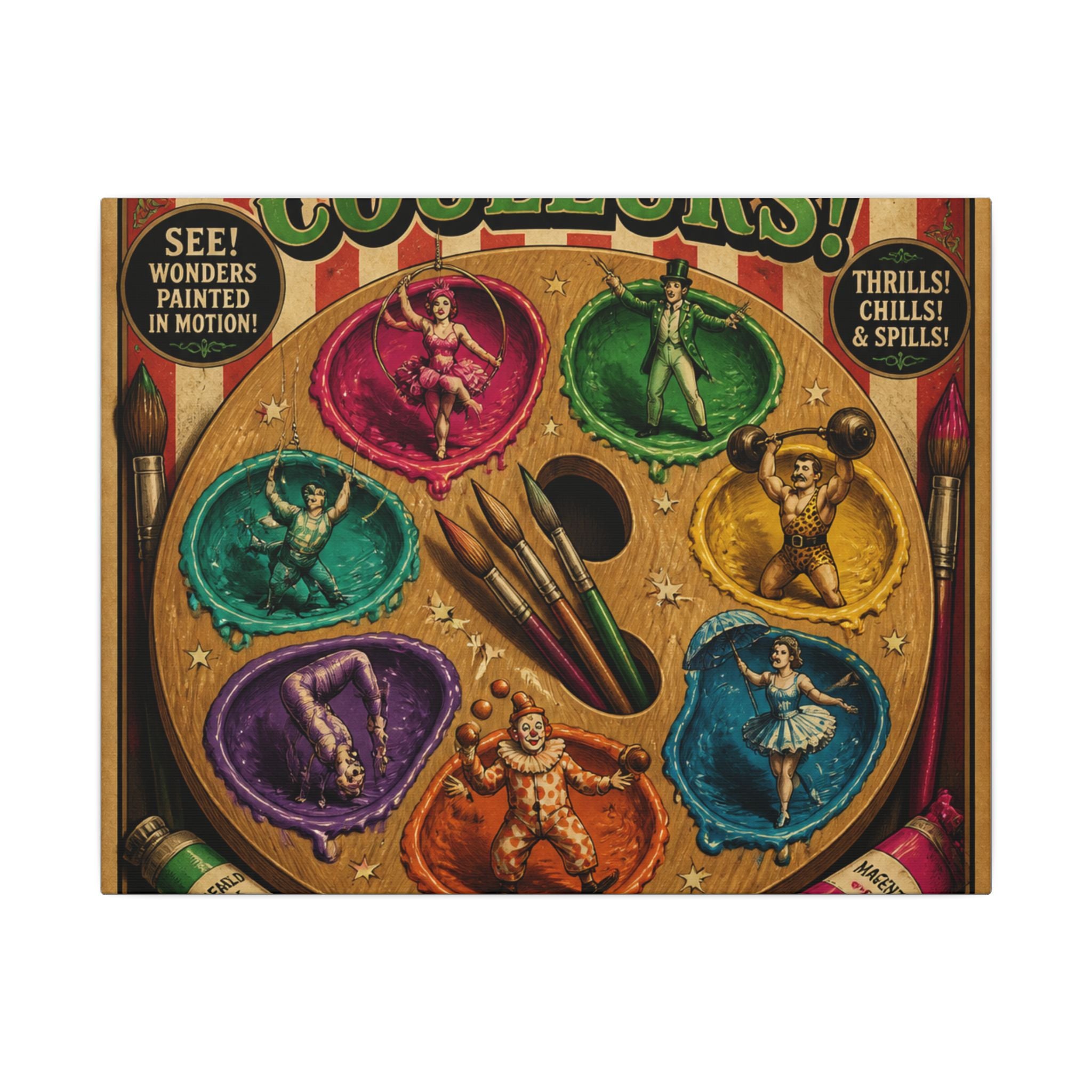 Paint Palette Stage Wall Art Canvas 24×36 Vintage Circus Bedroom Decor Maximalist Print