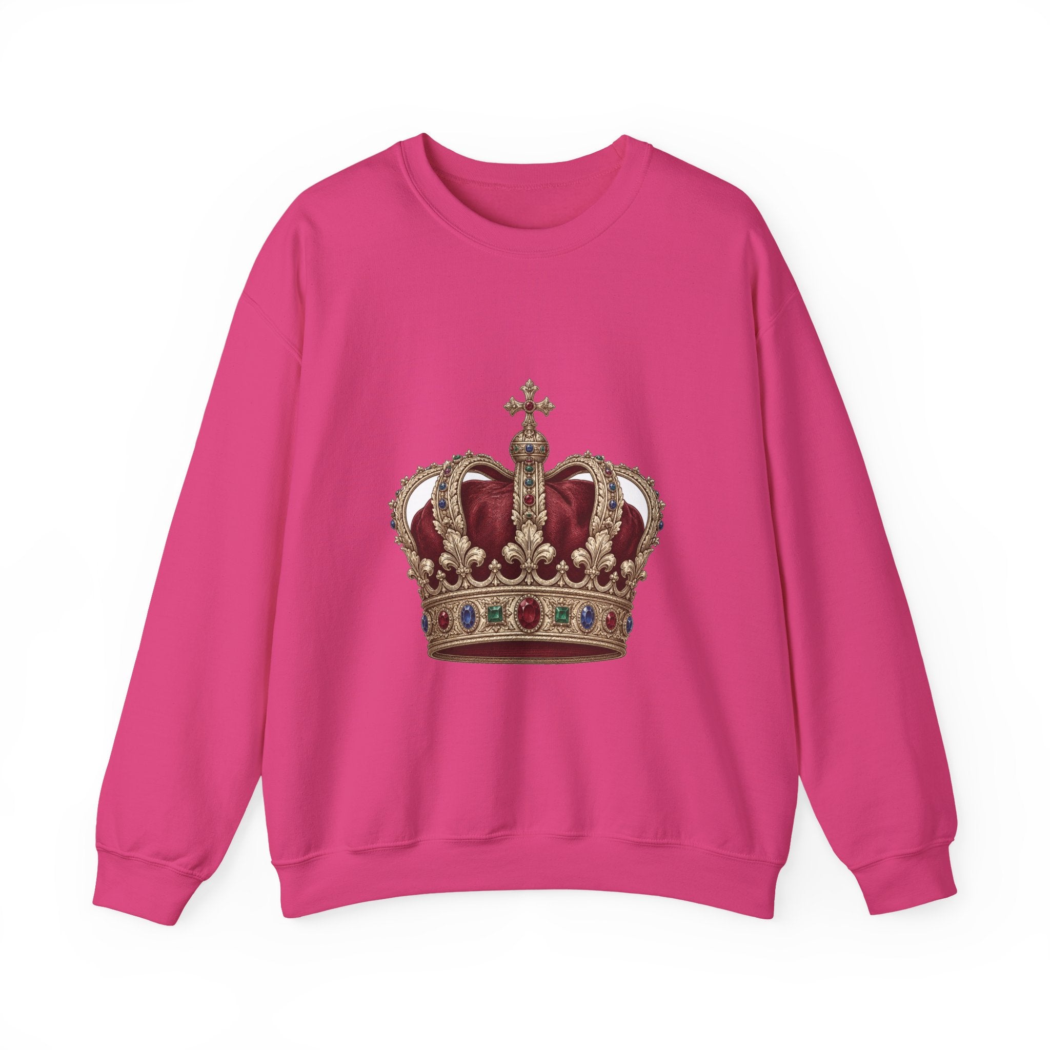 Matching Couple Sweatshirt - Crown & Shield Matching Couple Crewneck Sweatshirt Vintage Art His Hers Wedding Gift - Design A