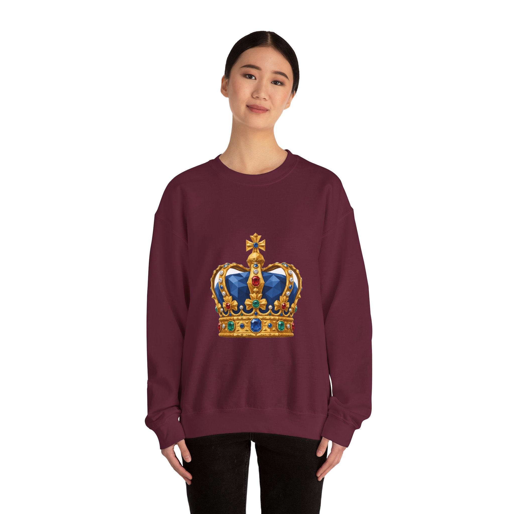 Matching Couple Sweatshirt - Crown & Shield Matching Couple Premium Fleece Sweatshirt Geometric Art His Hers Love Gift - Design A