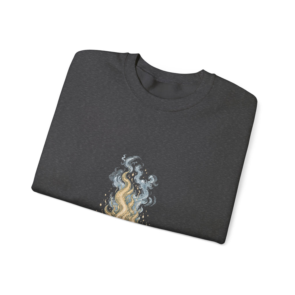 Matching Couple Sweatshirt - Wildfire & Waterfall Matching Couple Crewneck Sweatshirt Vintage Art His Hers Wedding Gift - Design A