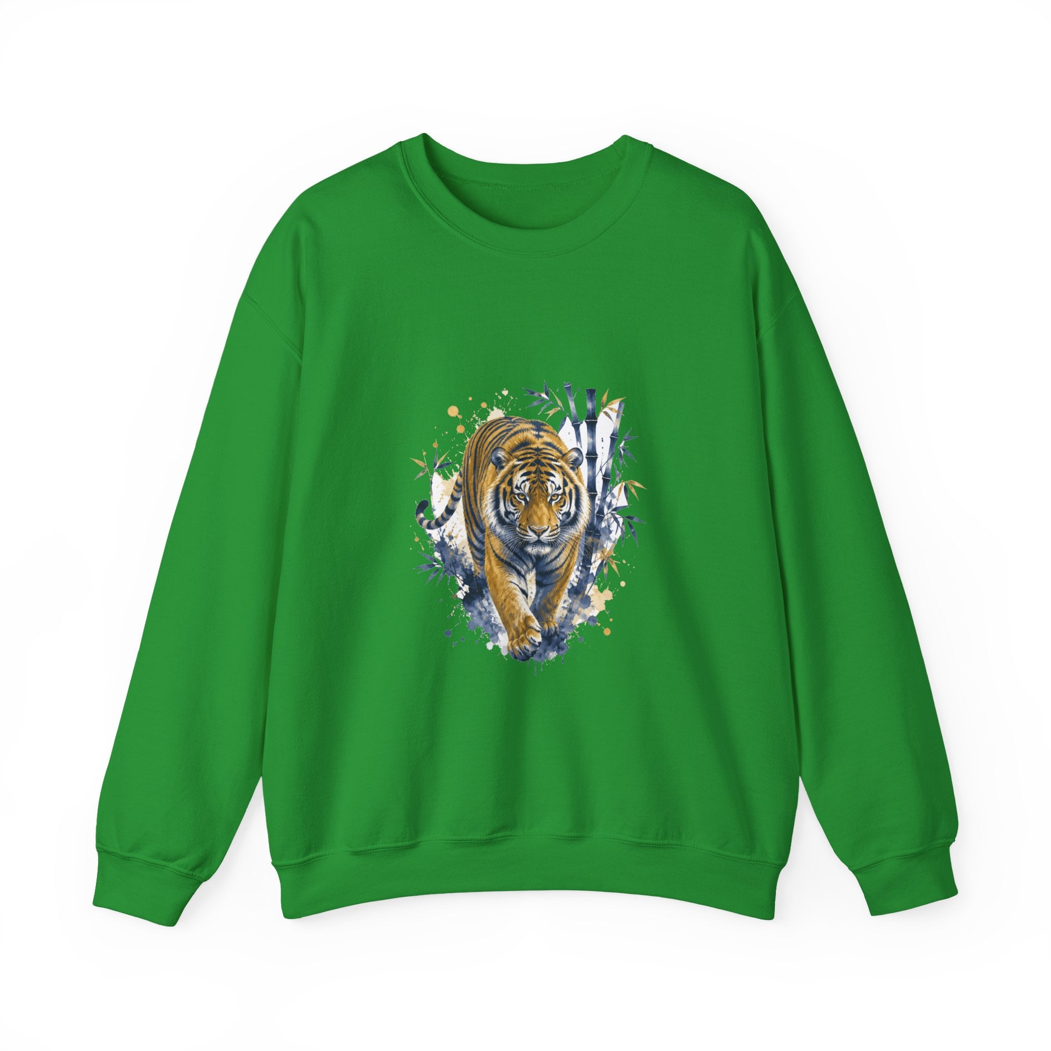 Matching Couple Sweatshirt - Tiger & Crane Matching Couple Crewneck Sweatshirt Watercolor Art His Hers Engagement Gift - Design A