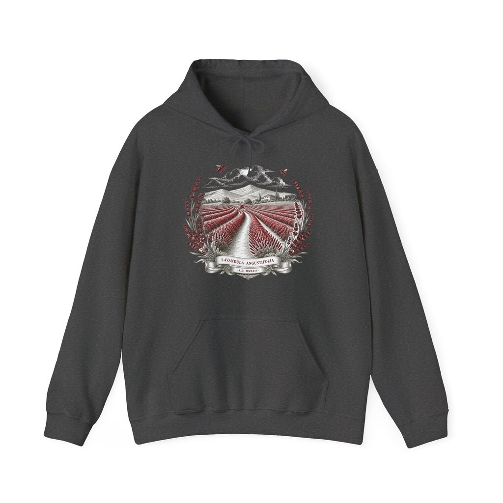 Matching Couple Sweatshirt - Lavender Fields & Canyon Matching Couple Hooded Sweatshirt Vintage Art His Hers Wedding Gift - Design A