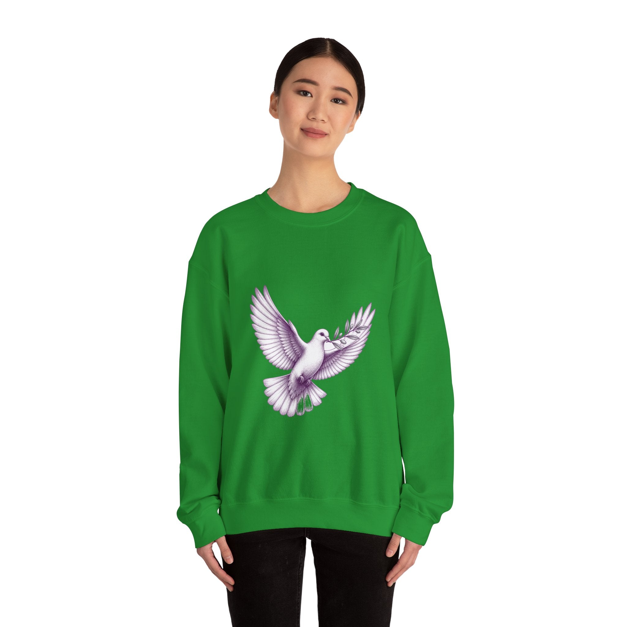 Matching Couple Sweatshirt - Wolf & Dove Matching Couple Comfort Colors Crew Hand-Drawn Art His Hers Anniversary Gift - Design B
