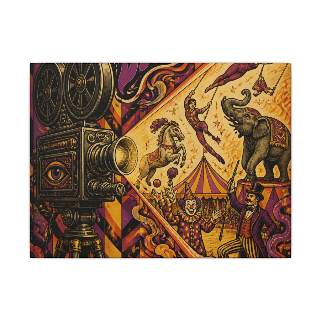Film Camera Projector Show Wall Art Canvas 24×36 Psychedelic Dining Room Decor Maximalist Print